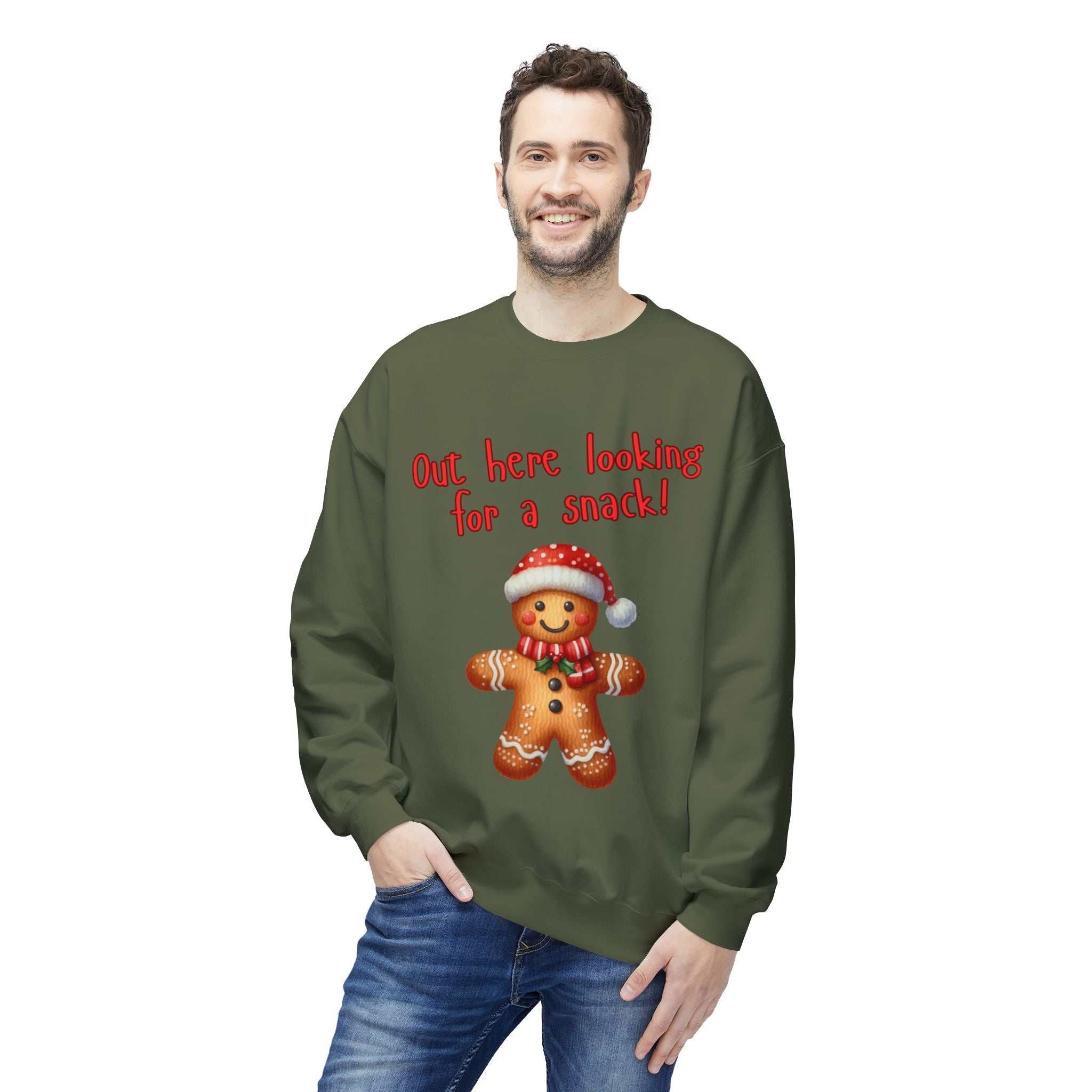 Gingerbread 'Out Here Looking for a Snack' Crewneck SweatshirtSweatshirtGingerbread 'Out Here Looking for a Snack' Crewneck Sweatshirt