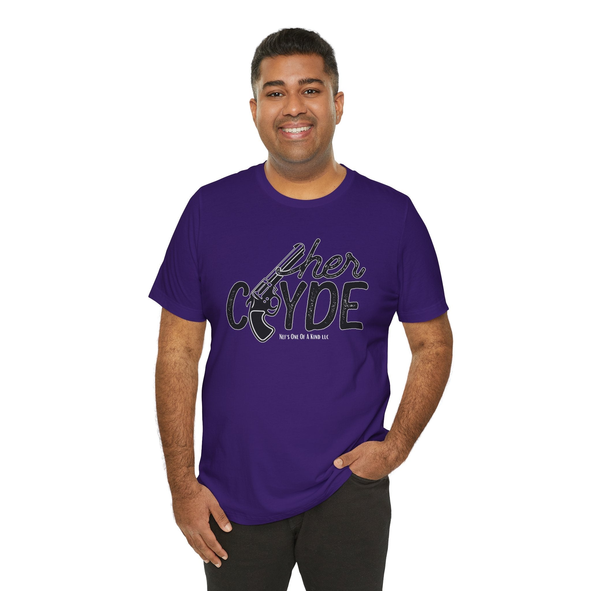Her Clyde with Bonnie Valentine Couple's Casual Soft Unisex Jersey Crew Neck Short Sleeve Tee