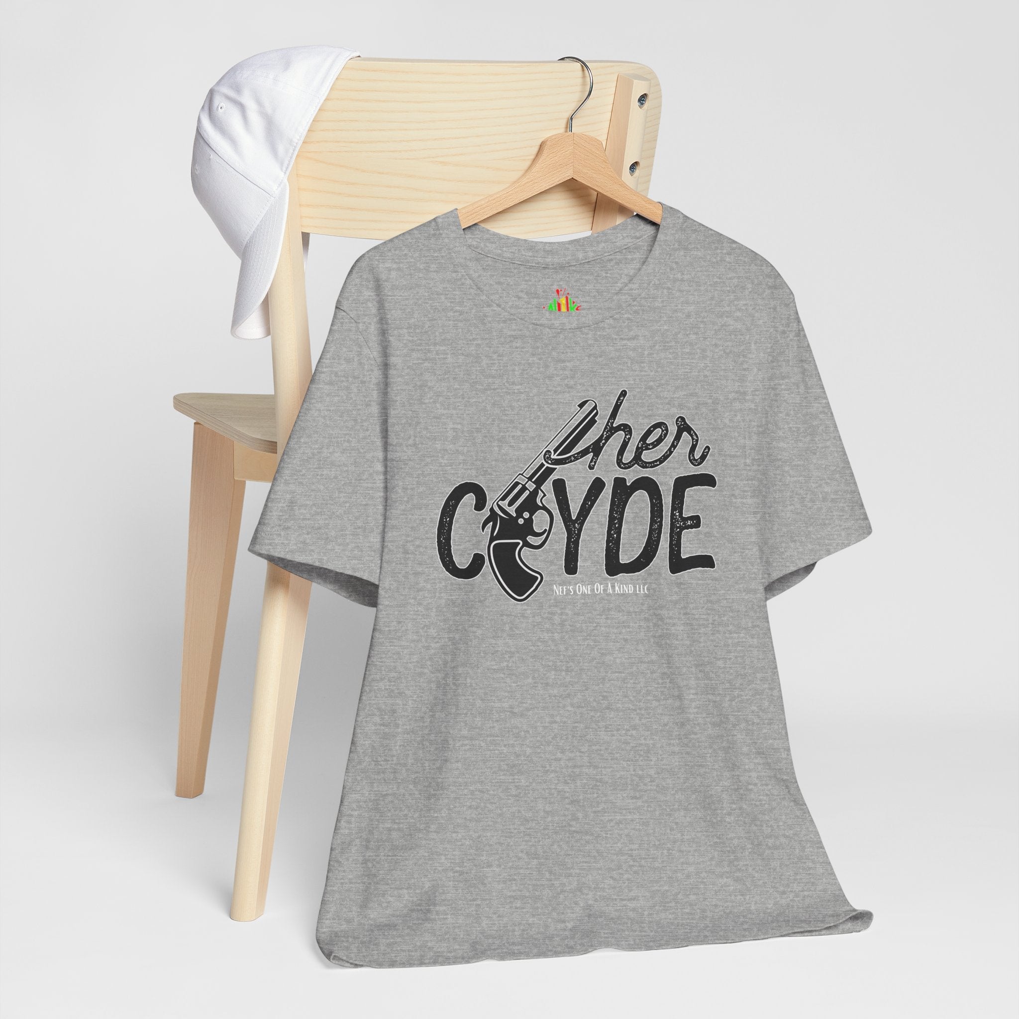 Her Clyde with Bonnie Valentine Couple's Casual Soft Unisex Jersey Crew Neck Short Sleeve Tee