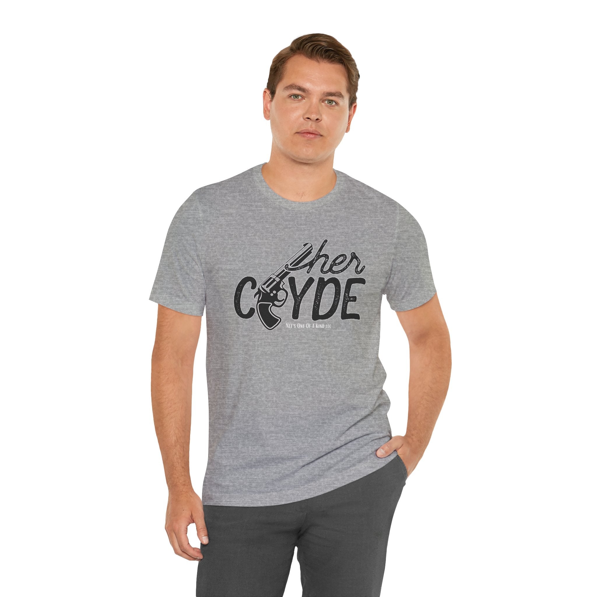 Her Clyde with Bonnie Valentine Couple's Casual Soft Unisex Jersey Crew Neck Short Sleeve Tee