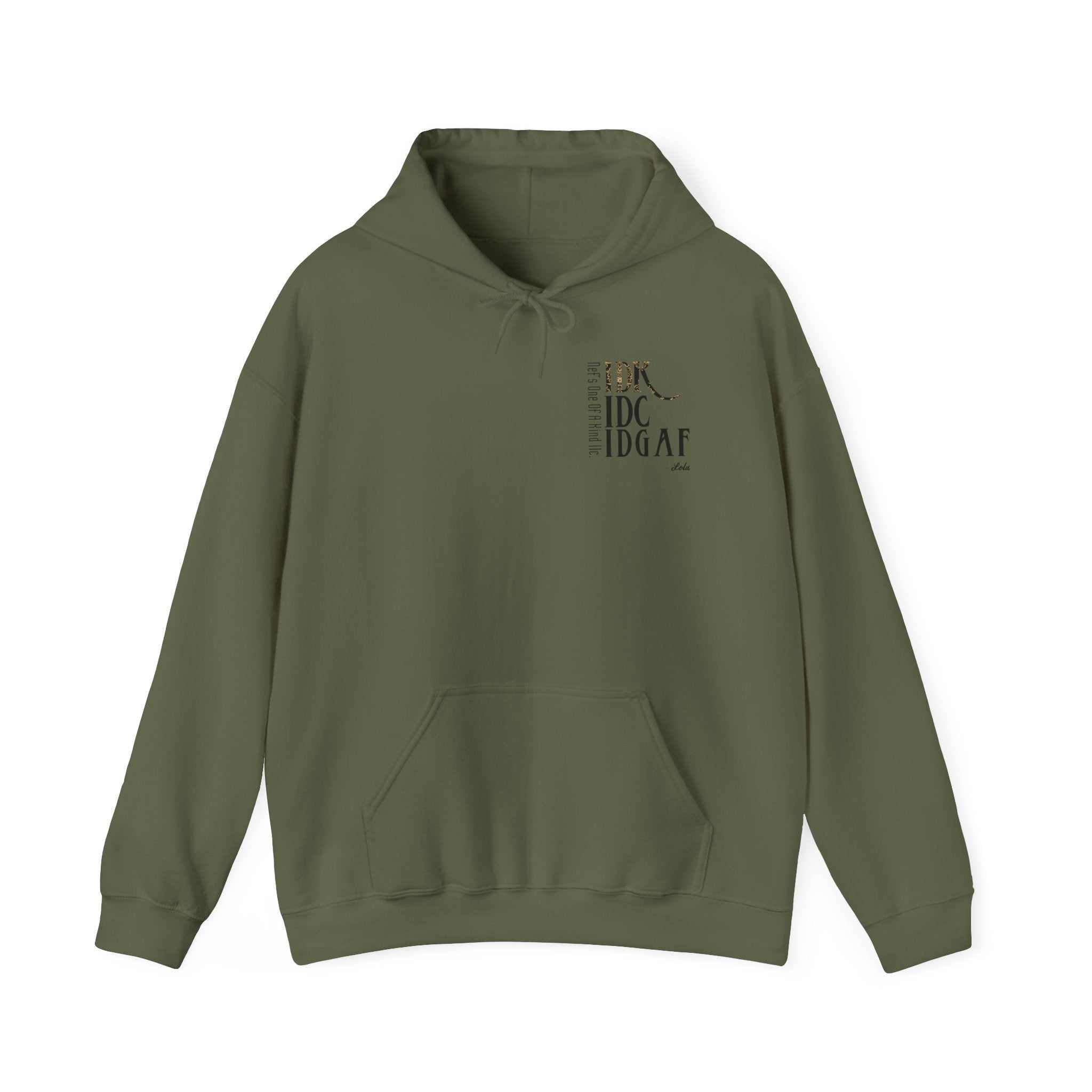 IDC Logo Hoodie unisex heavy cotton-polyester blend sweatshirt with kangaroo pocket and drawstring hood