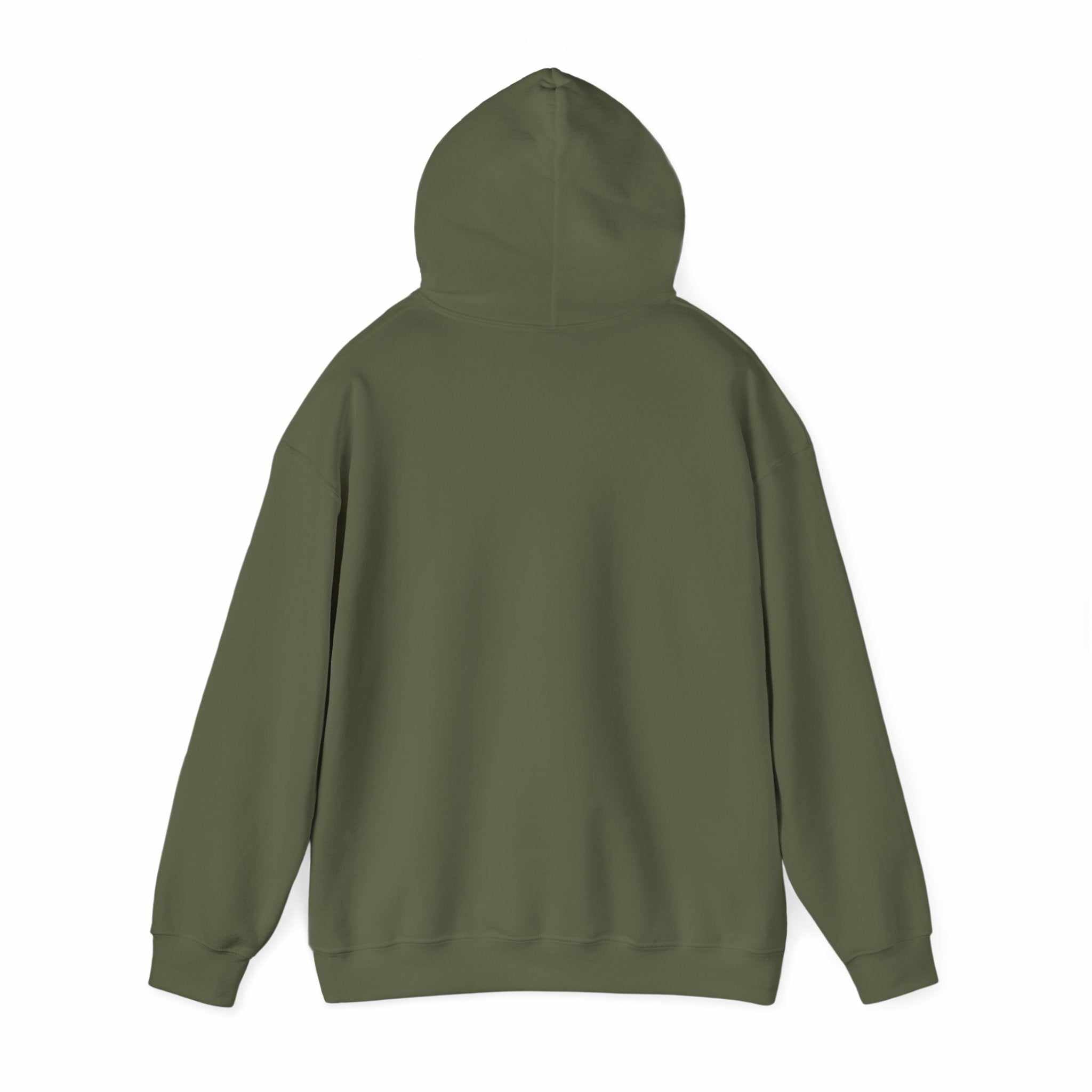 Black IDC logo hoodie with drawstring hood and kangaroo pocket, unisex cotton-polyester blend sweatshirt
