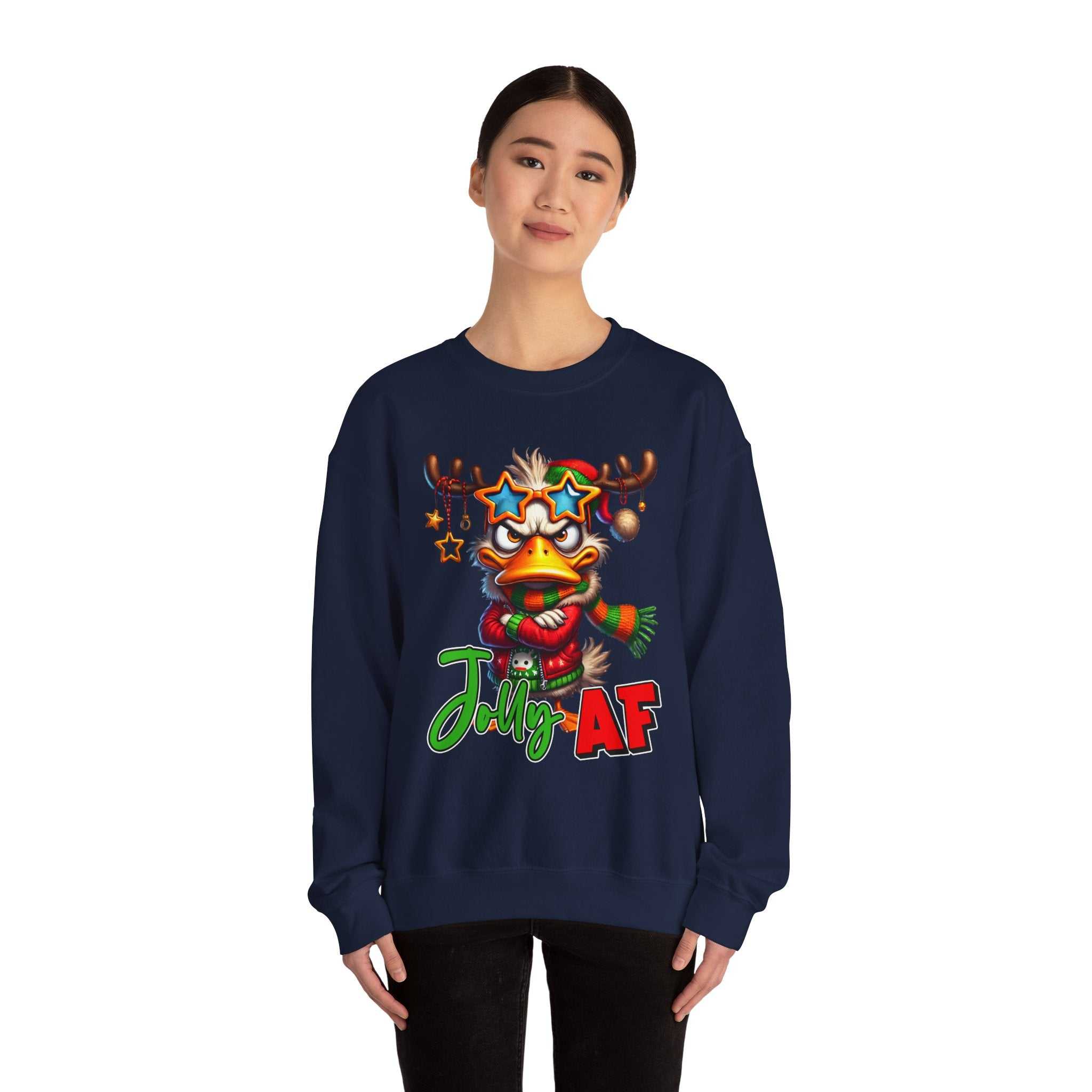 Jolly AF Funny Christmas Crew Neck SweatshirtSweatshirtJolly AF Sweatshirt