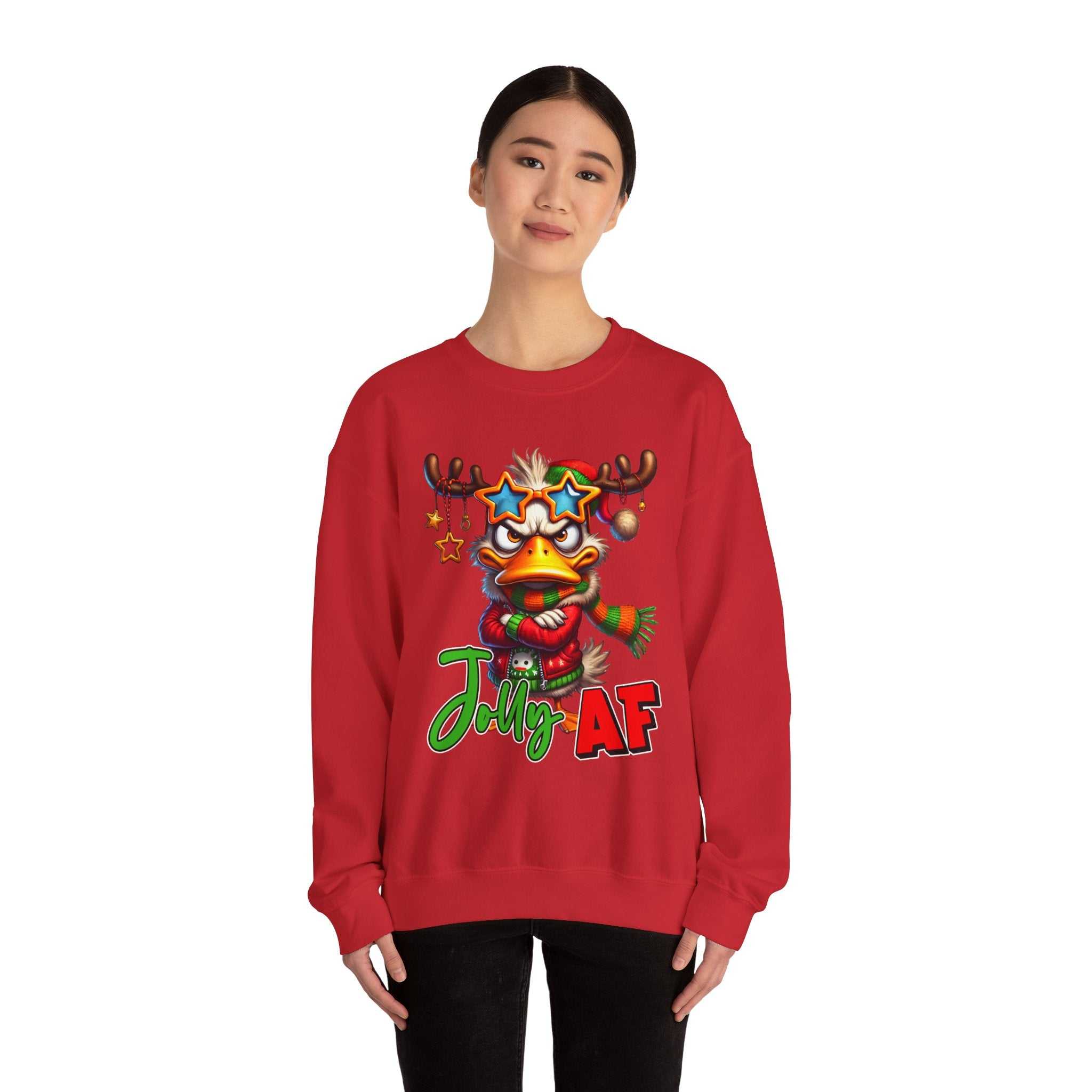 Jolly AF Funny Christmas Crew Neck SweatshirtSweatshirtJolly AF Sweatshirt