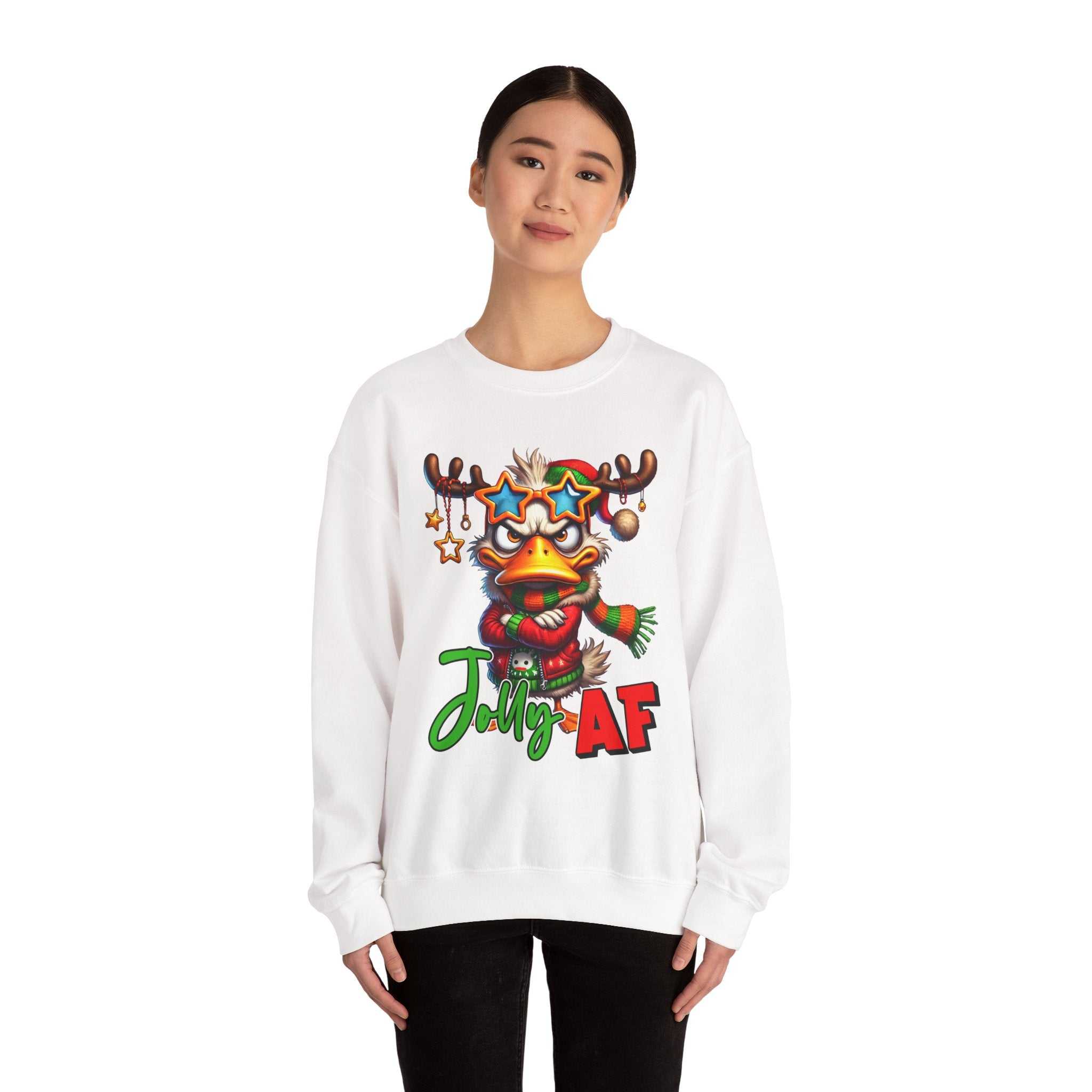 Jolly AF Funny Christmas Crew Neck SweatshirtSweatshirtJolly AF Sweatshirt