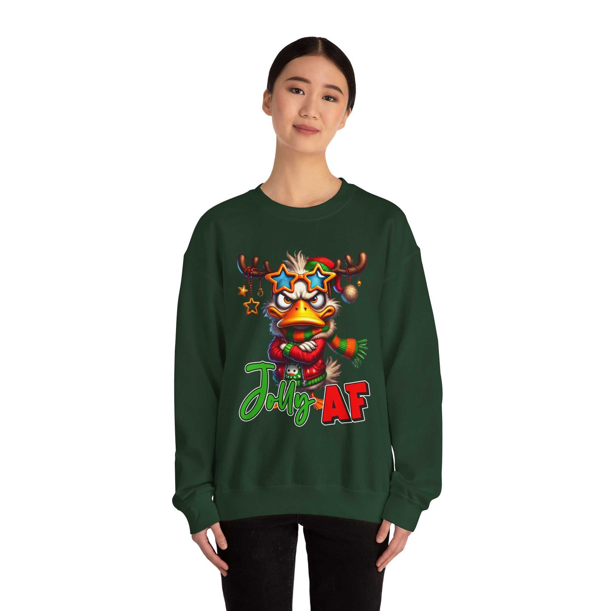 Jolly AF Funny Christmas Crew Neck SweatshirtSweatshirtJolly AF Sweatshirt