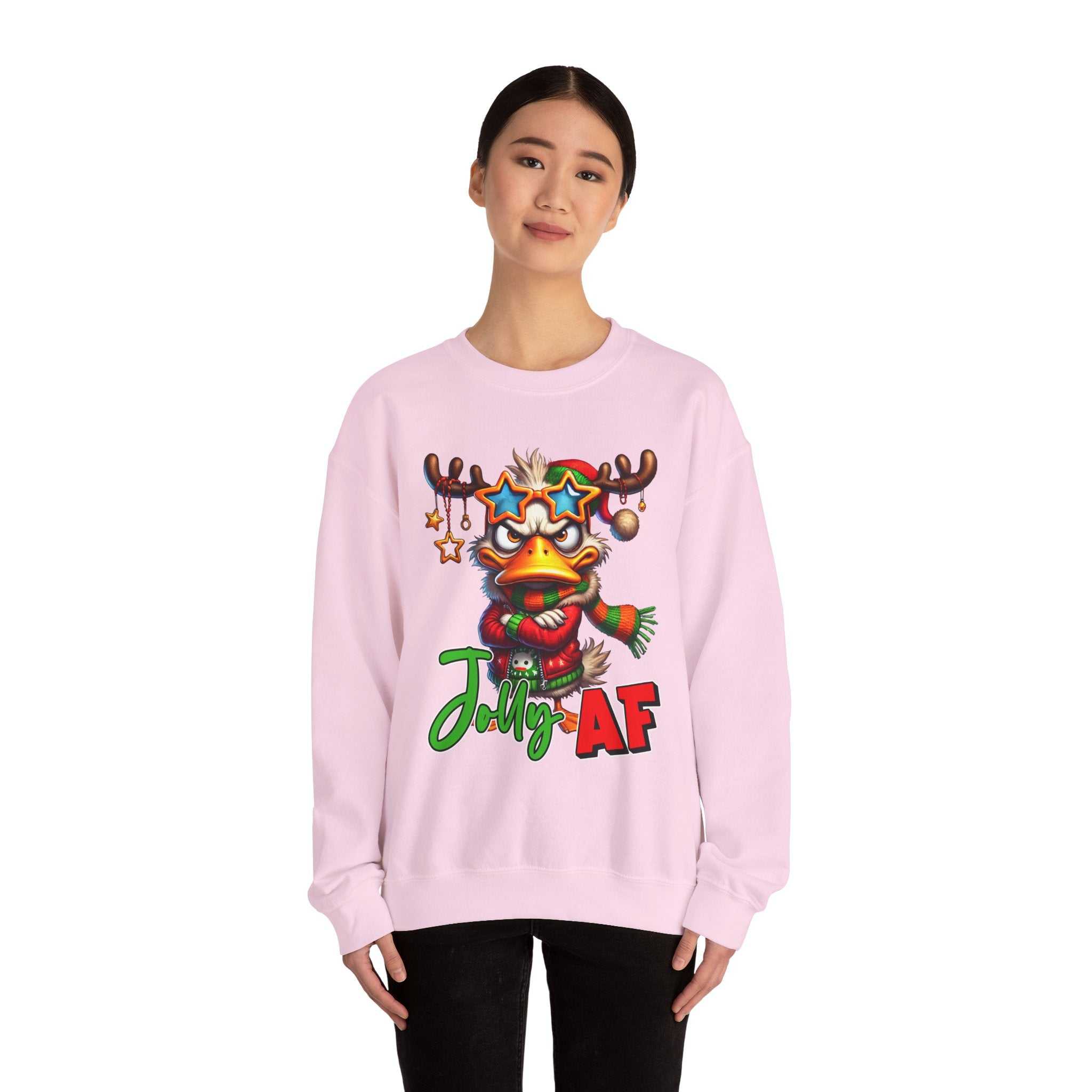 Jolly AF Funny Christmas Crew Neck SweatshirtSweatshirtJolly AF Sweatshirt