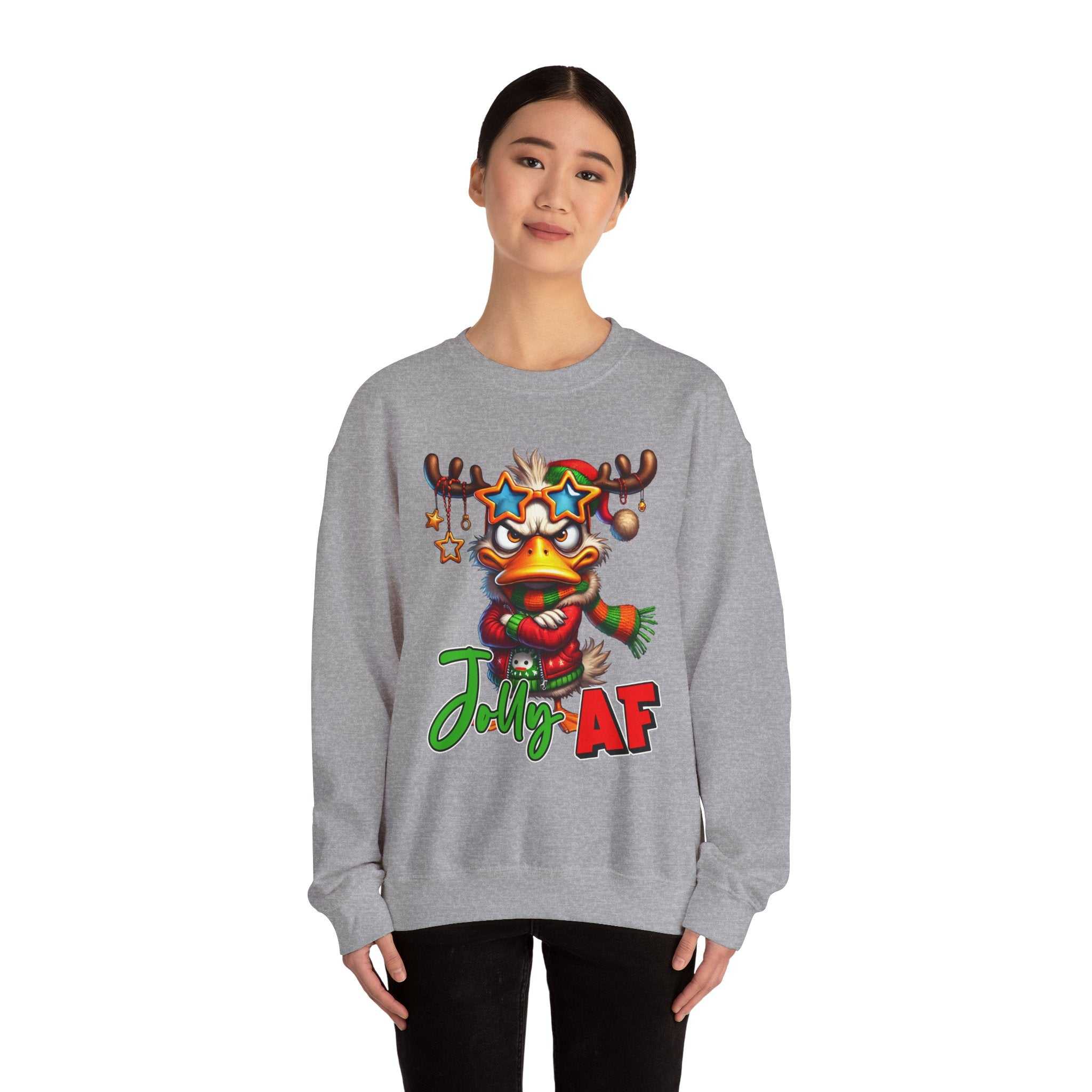 Jolly AF Funny Christmas Crew Neck SweatshirtSweatshirtJolly AF Sweatshirt
