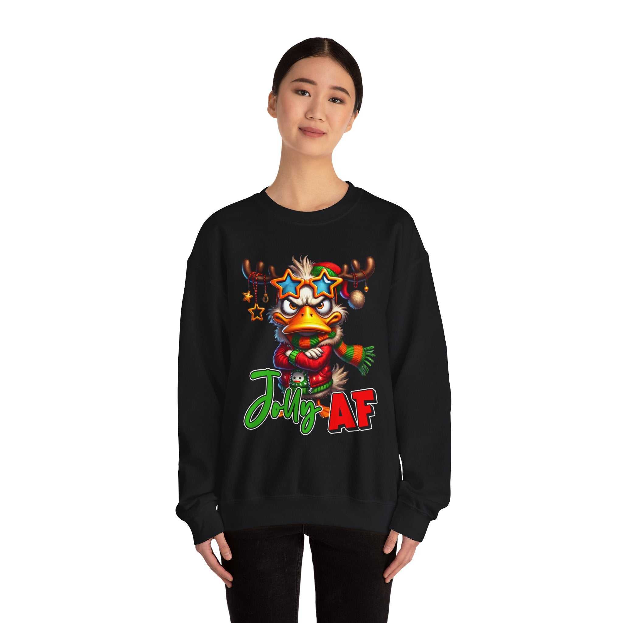 Jolly AF Funny Christmas Crew Neck SweatshirtSweatshirtJolly AF Sweatshirt