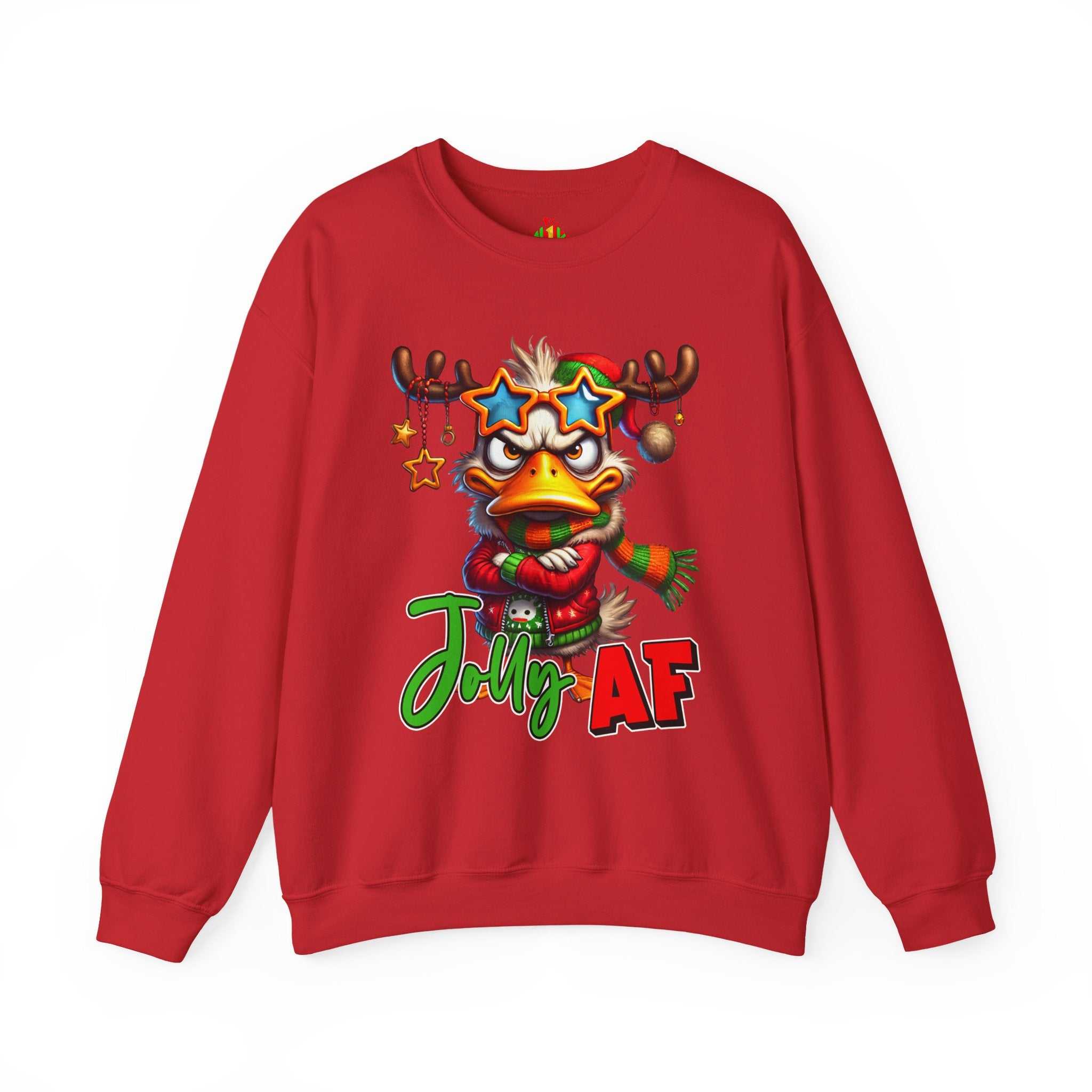 Jolly AF Funny Christmas Crew Neck SweatshirtSweatshirtJolly AF Sweatshirt