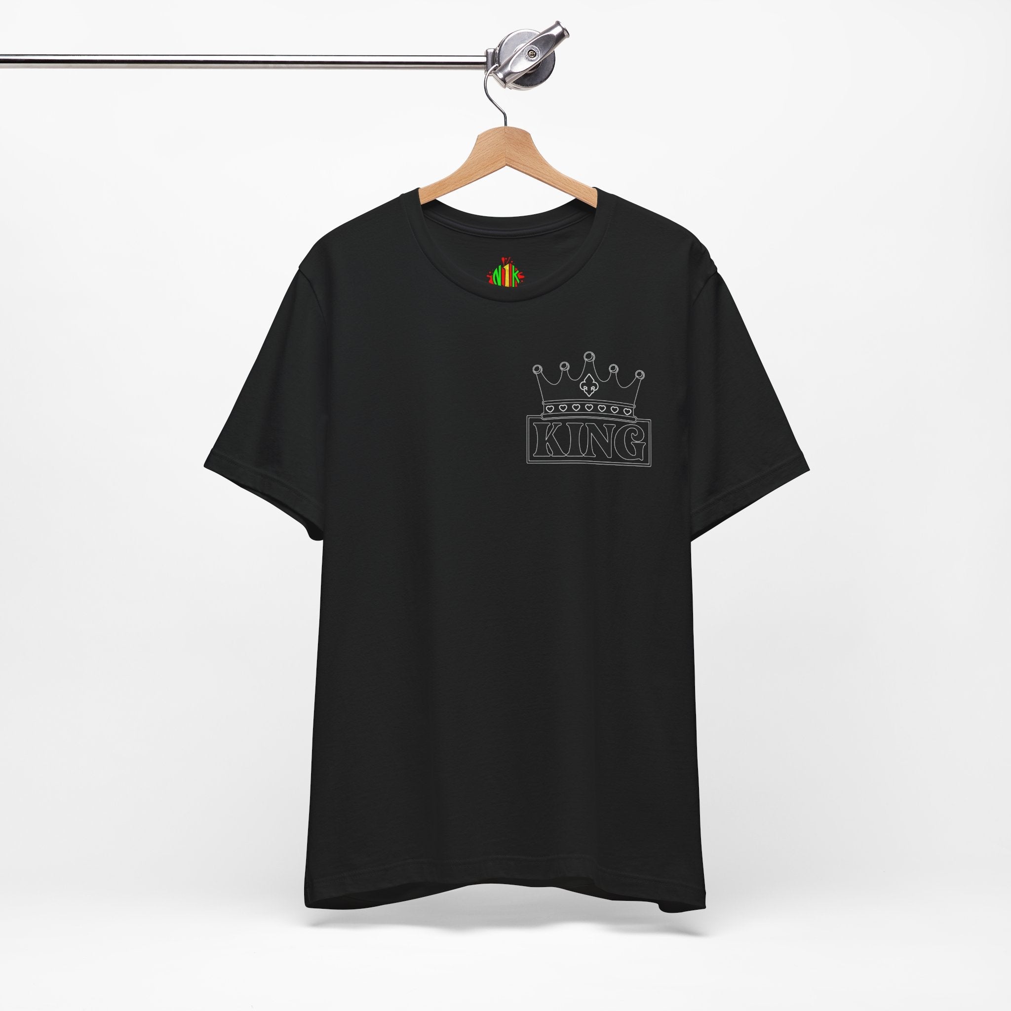 King with his Queen Valentine Couple's Casual Soft Unisex Jersey Crew Neck Short Sleeve Tee