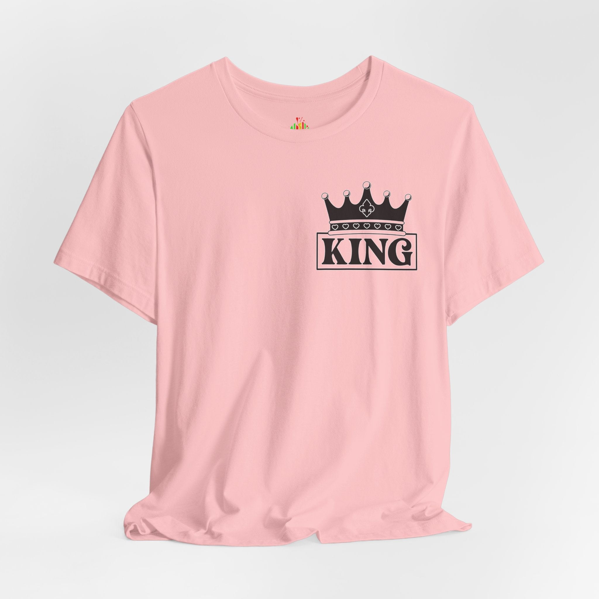 King with his Queen Valentine Couple's Casual Soft Unisex Jersey Crew Neck Short Sleeve Tee