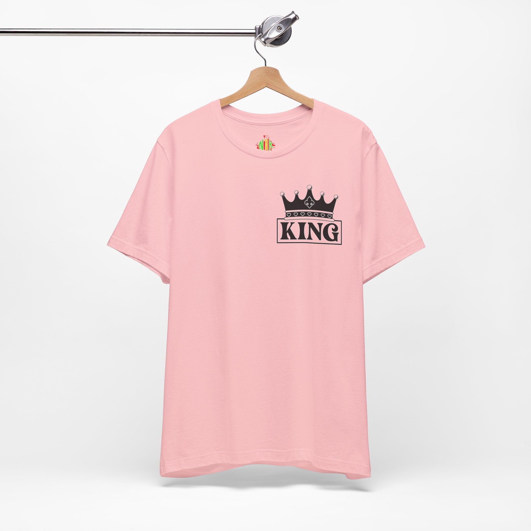 King with his Queen Valentine Couple's Casual Soft Unisex Jersey Crew Neck Short Sleeve Tee