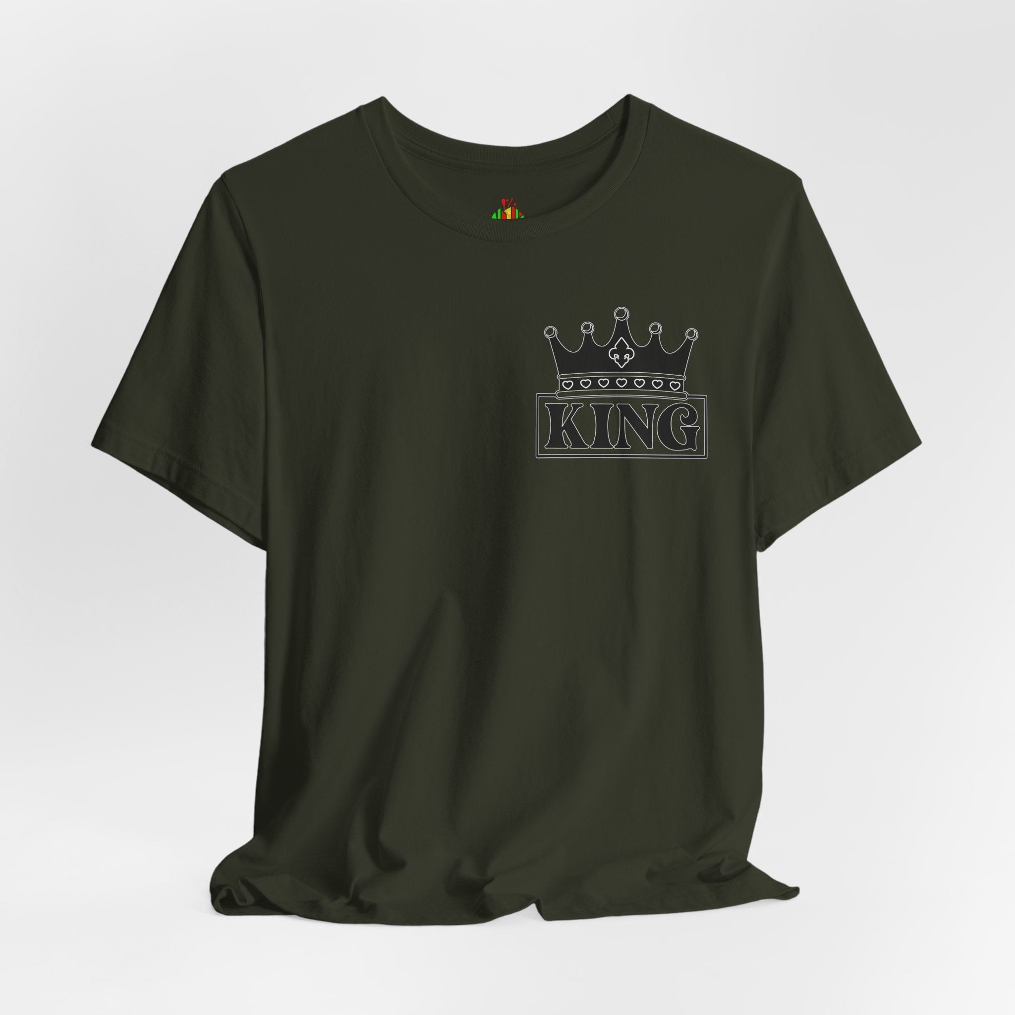 King with his Queen Valentine Couple's Casual Soft Unisex Jersey Crew Neck Short Sleeve Tee