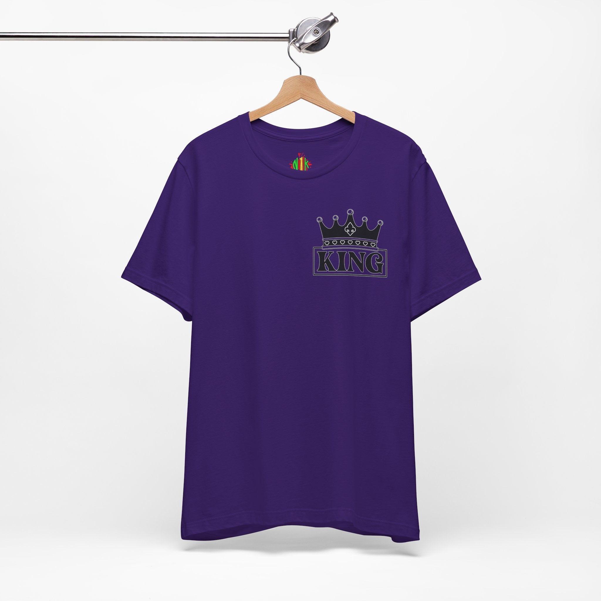 King with his Queen Valentine Couple's Casual Soft Unisex Jersey Crew Neck Short Sleeve Tee