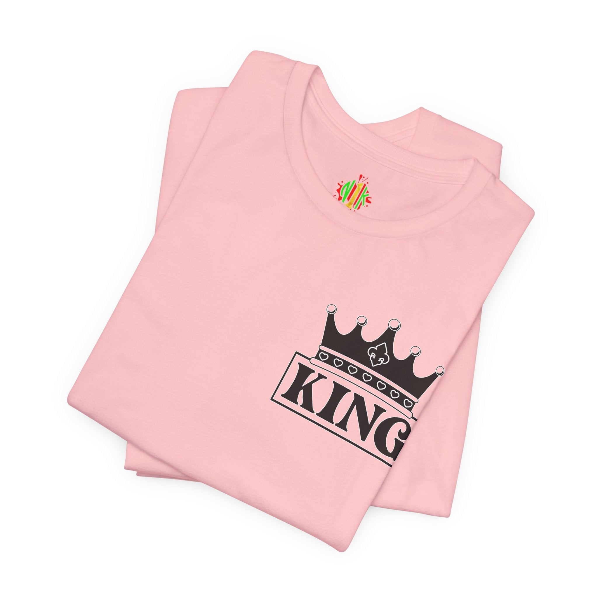 King with his Queen Valentine Couple's Casual Soft Unisex Jersey Crew Neck Short Sleeve Tee
