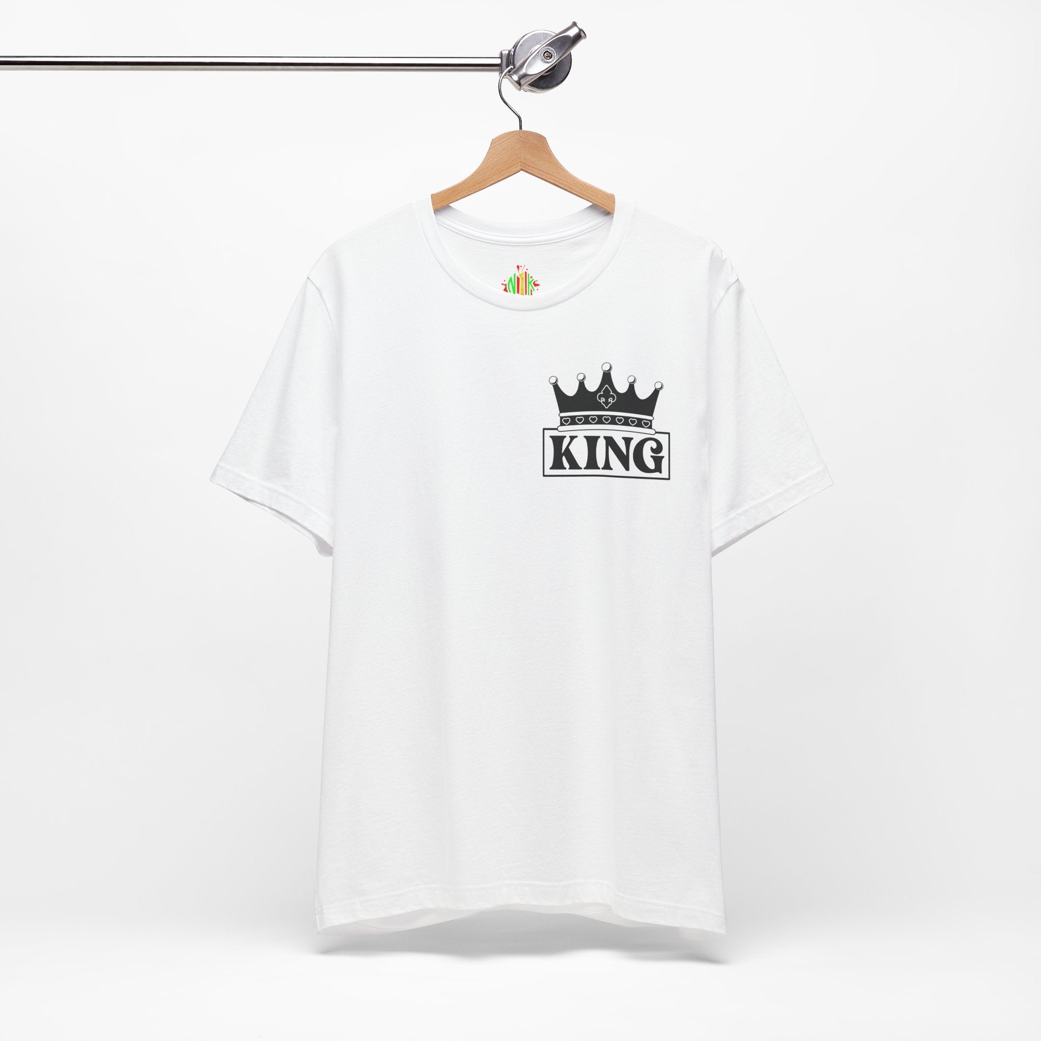 King with his Queen Valentine Couple's Casual Soft Unisex Jersey Crew Neck Short Sleeve Tee