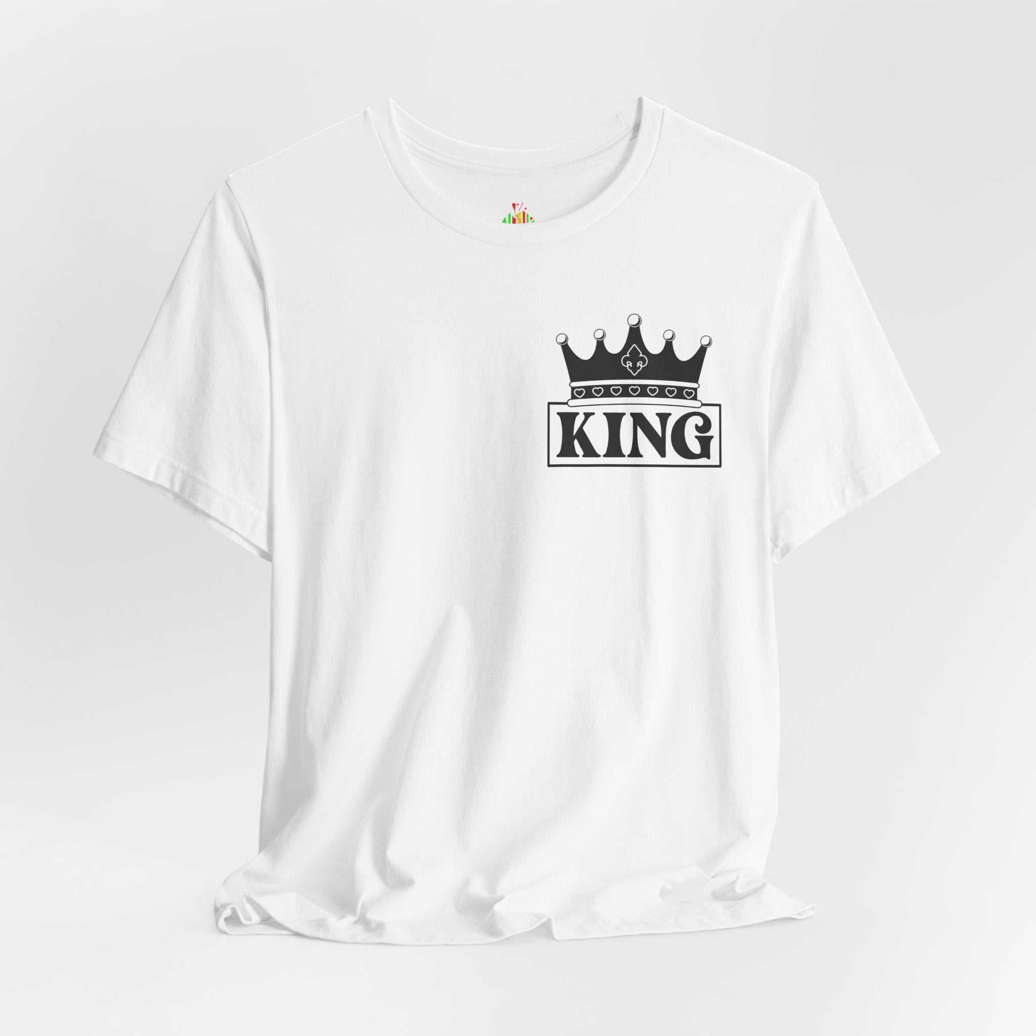 King with his Queen Valentine Couple's Casual Soft Unisex Jersey Crew Neck Short Sleeve Tee