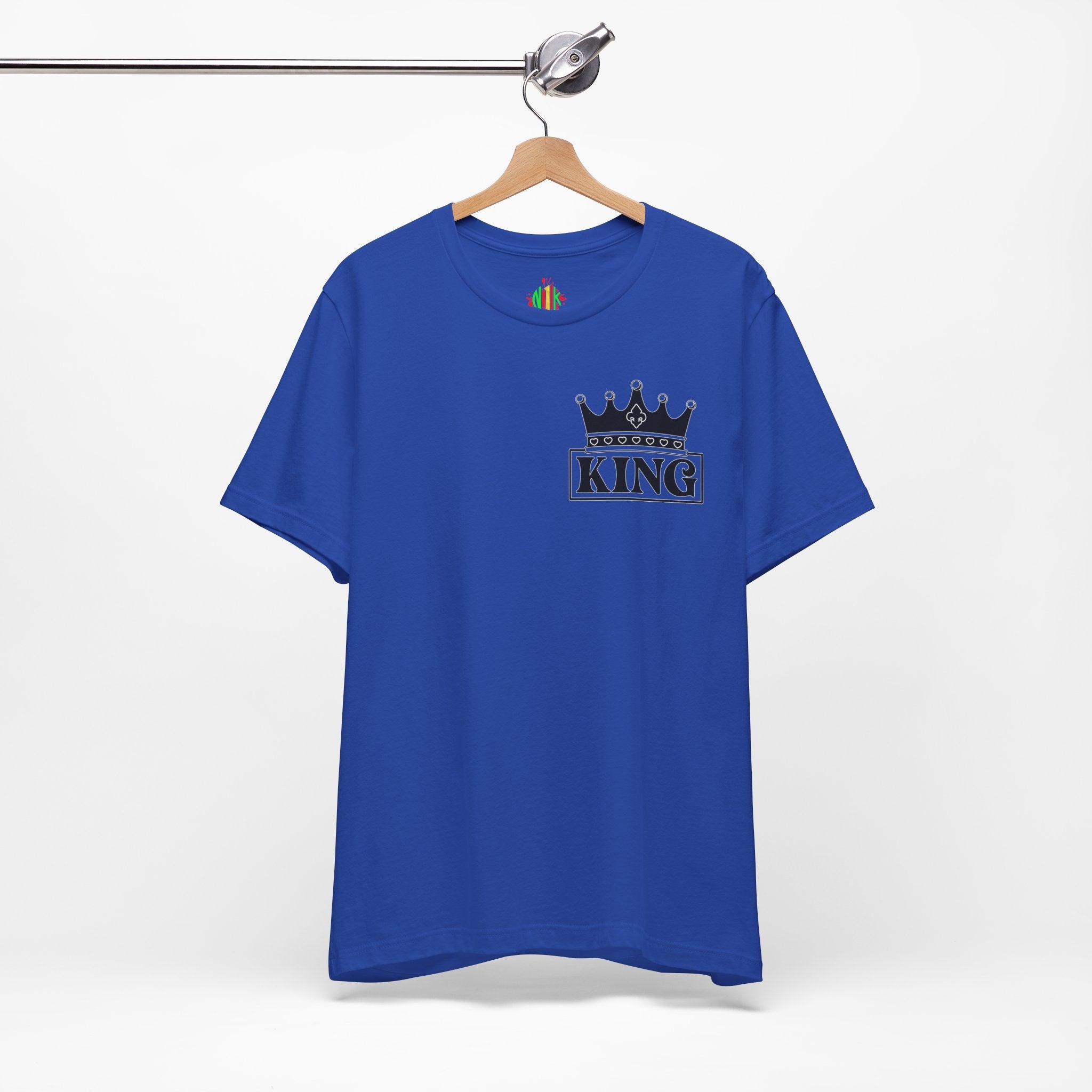 King with his Queen Valentine Couple's Casual Soft Unisex Jersey Crew Neck Short Sleeve Tee