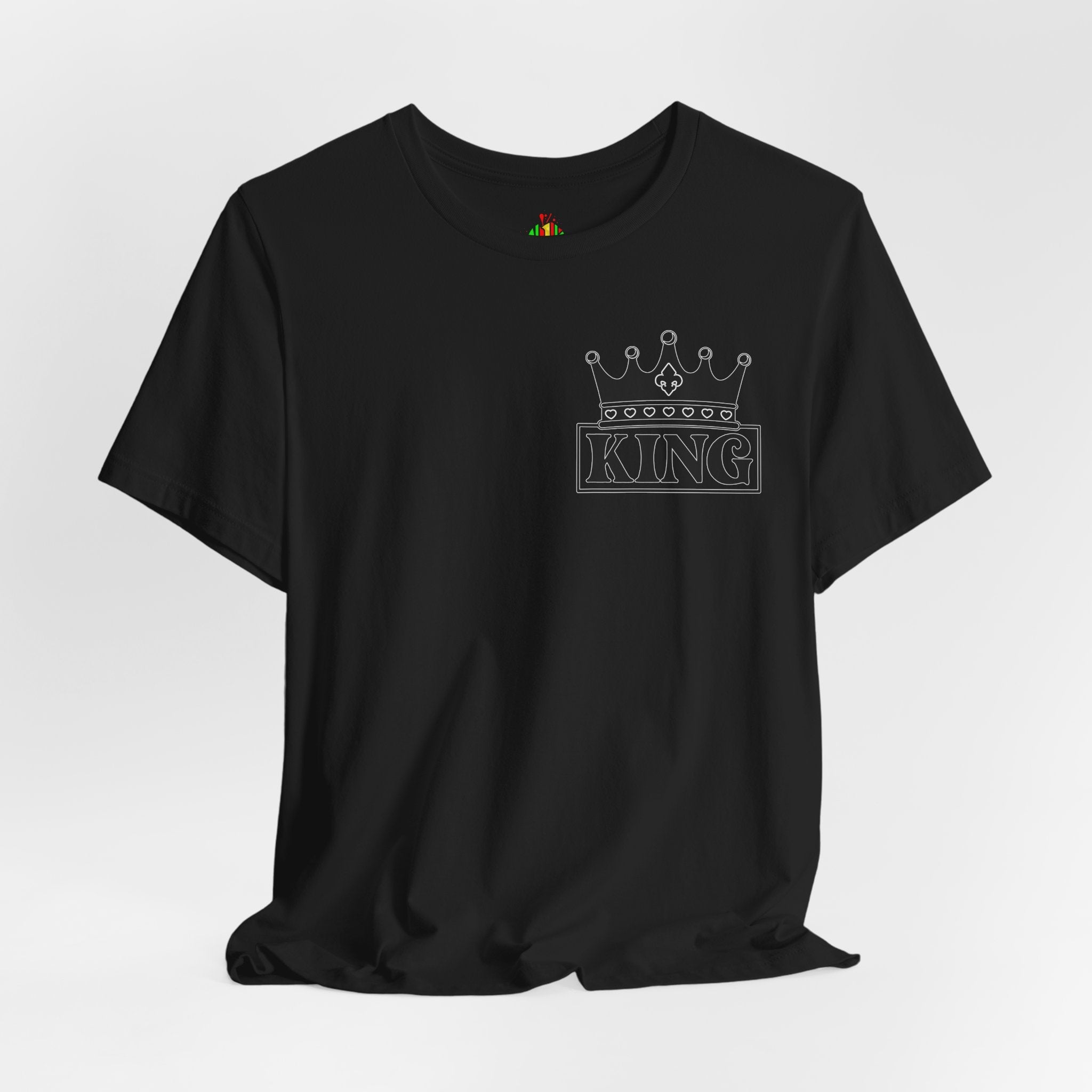 King with his Queen Valentine Couple's Casual Soft Unisex Jersey Crew Neck Short Sleeve Tee