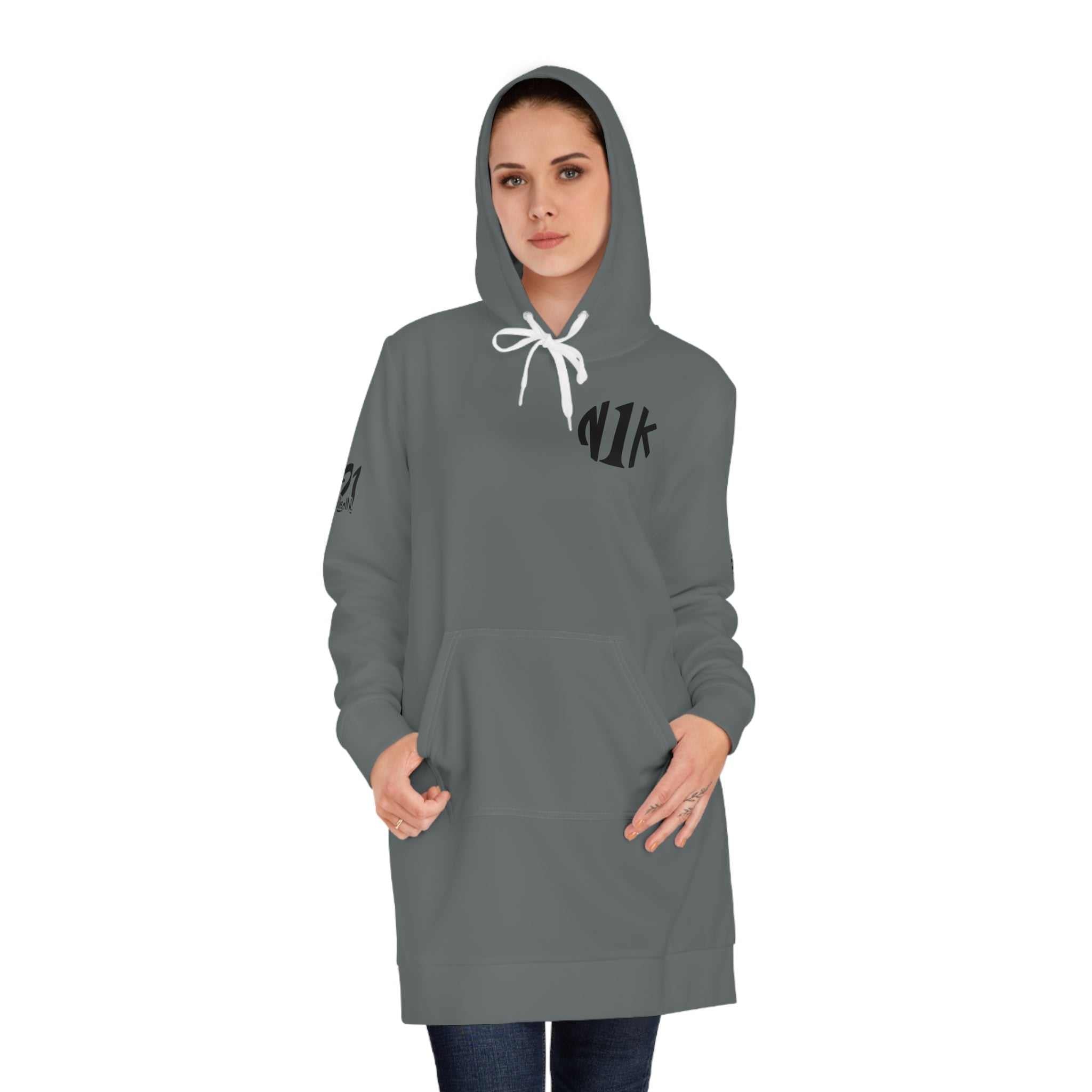 Know Better Hoodie Dress women's long hooded polyester dress for cold weather with custom all-over print options