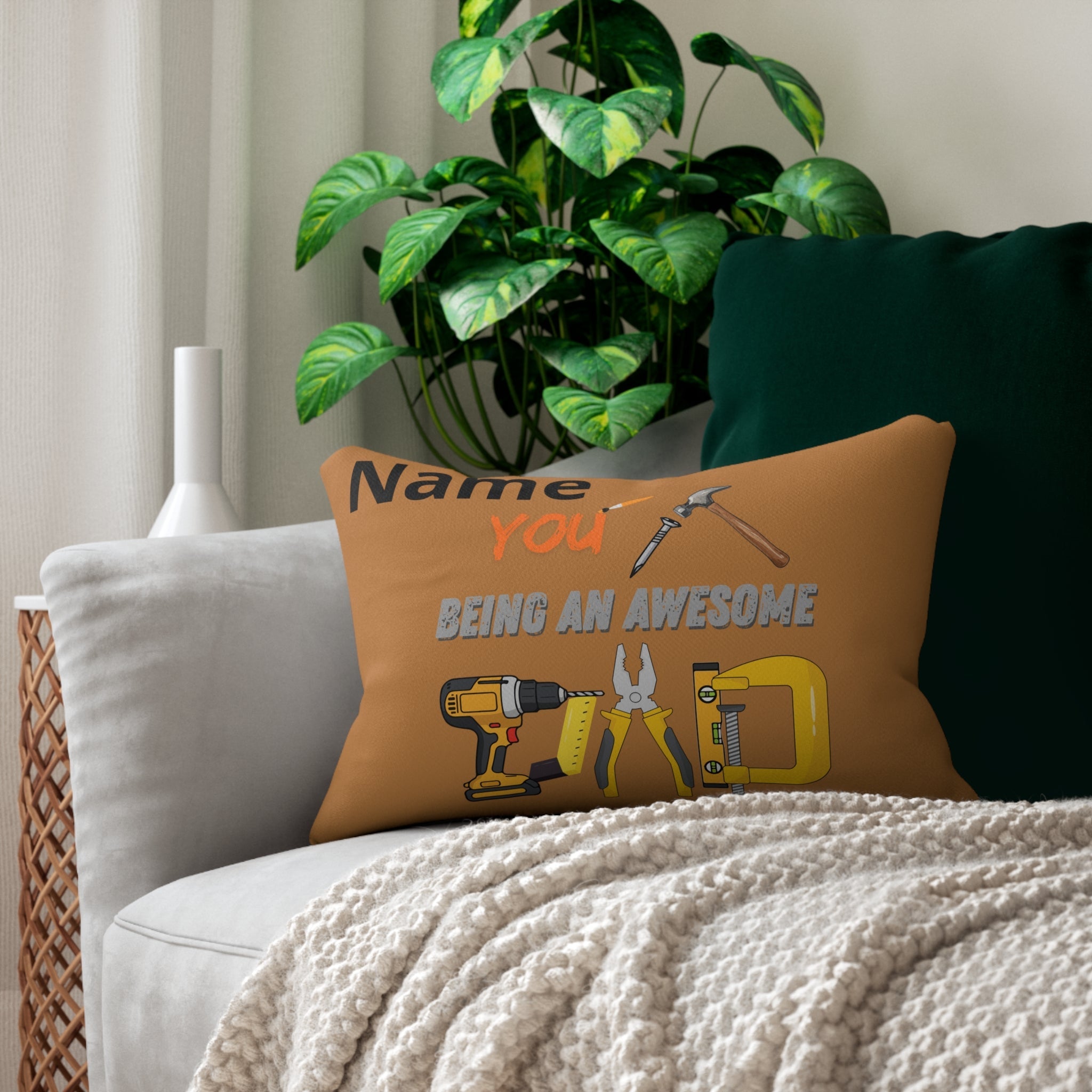 Lumbar Pillow - Personalized "Thank You Nailed it Being an Awesome Dad" Tool Design