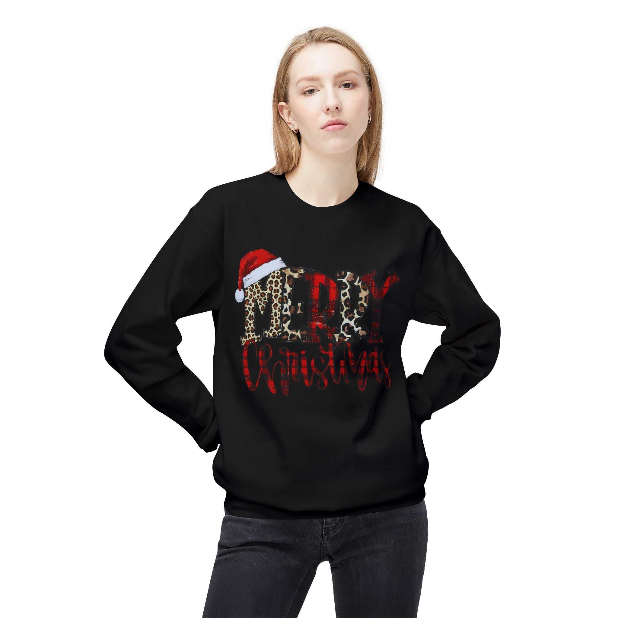 Merry Christmas Leopard Plaid SweatshirtSweatshirtMerry Christmas Leopard Plaid