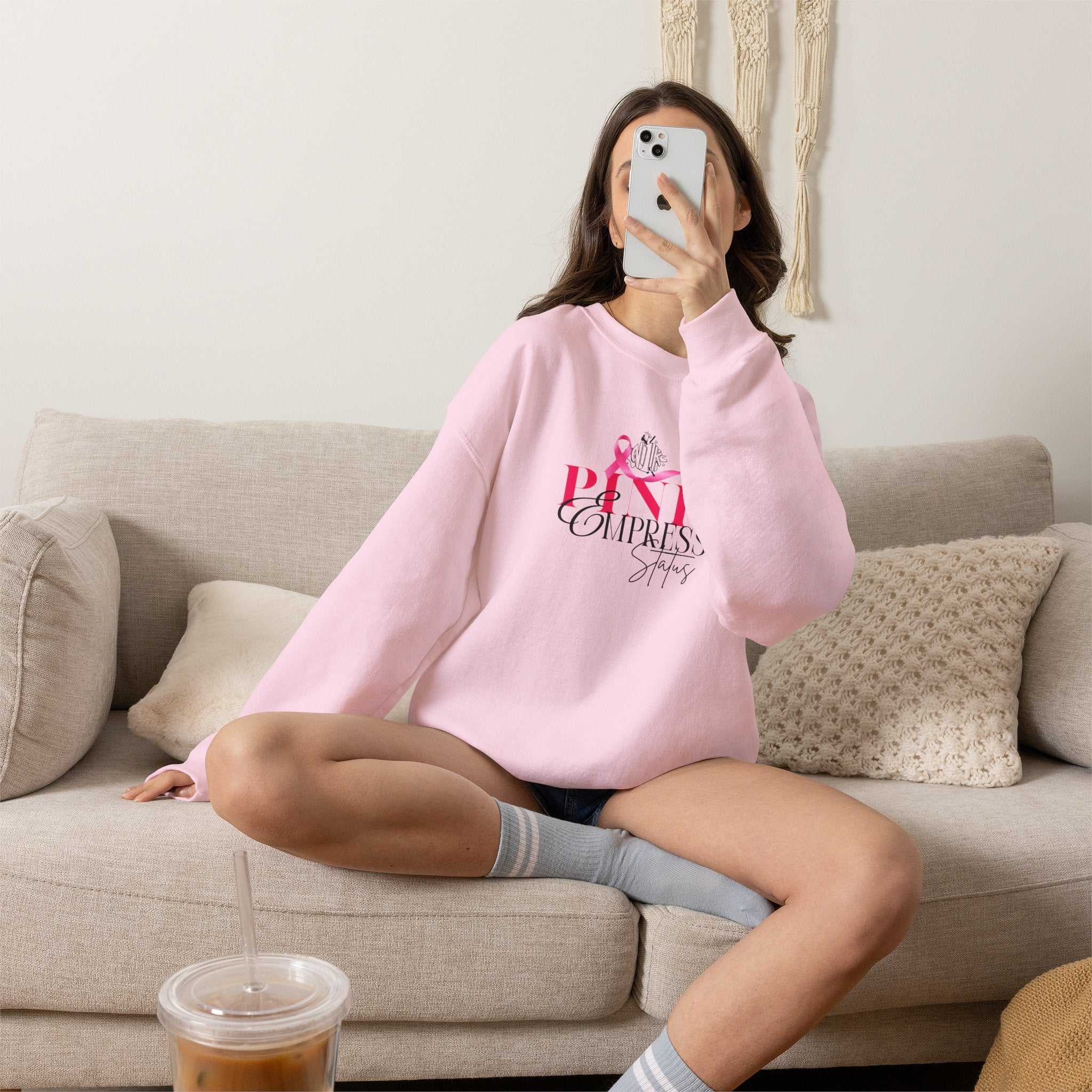 N1K Breast Cancer Awareness Crewneck Sweatshirt - Pink Ribbon "PINK" Design