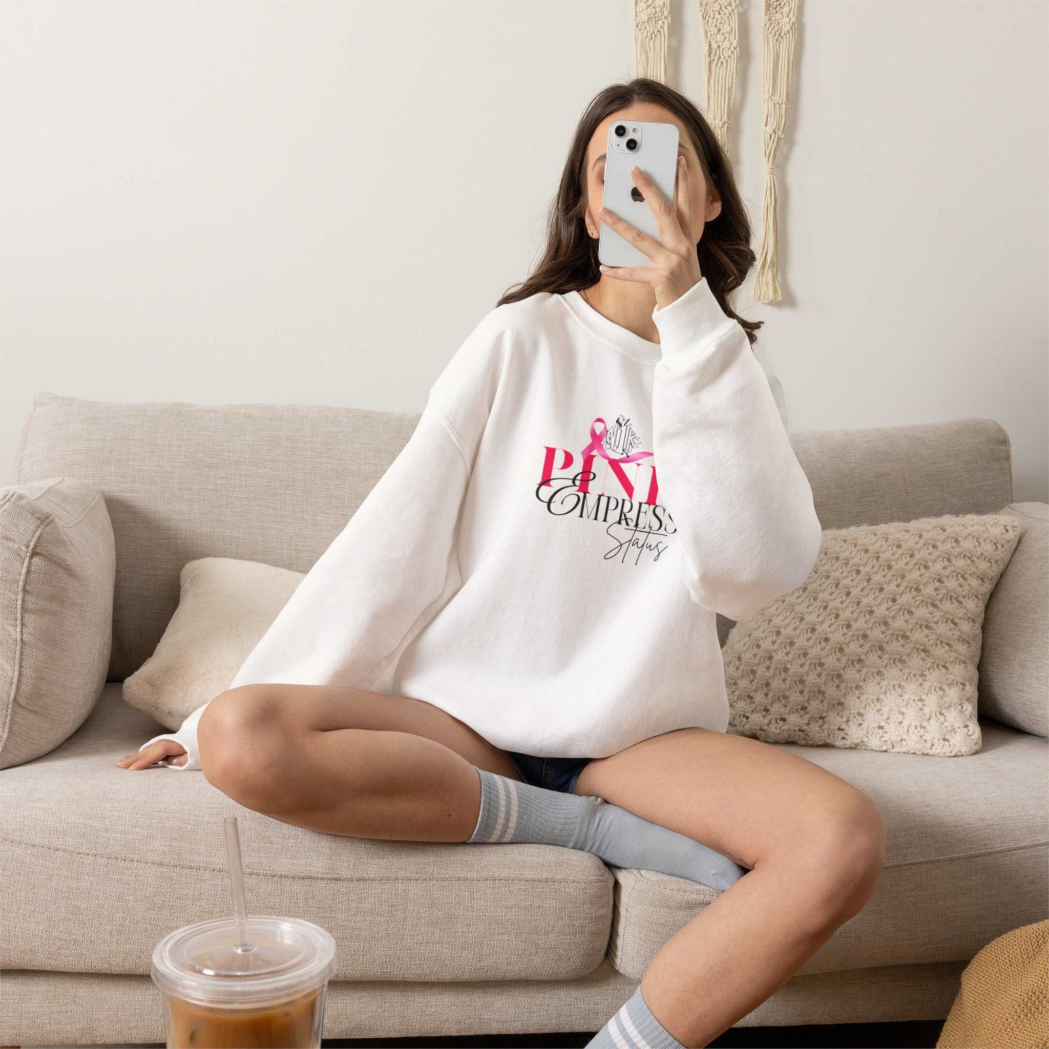 N1K Breast Cancer Awareness Crewneck Sweatshirt - Pink Ribbon "PINK" Design