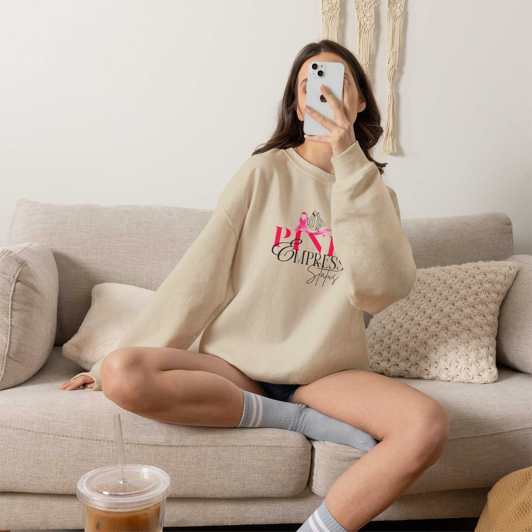 N1K Breast Cancer Awareness Crewneck Sweatshirt - Pink Ribbon "PINK" Design