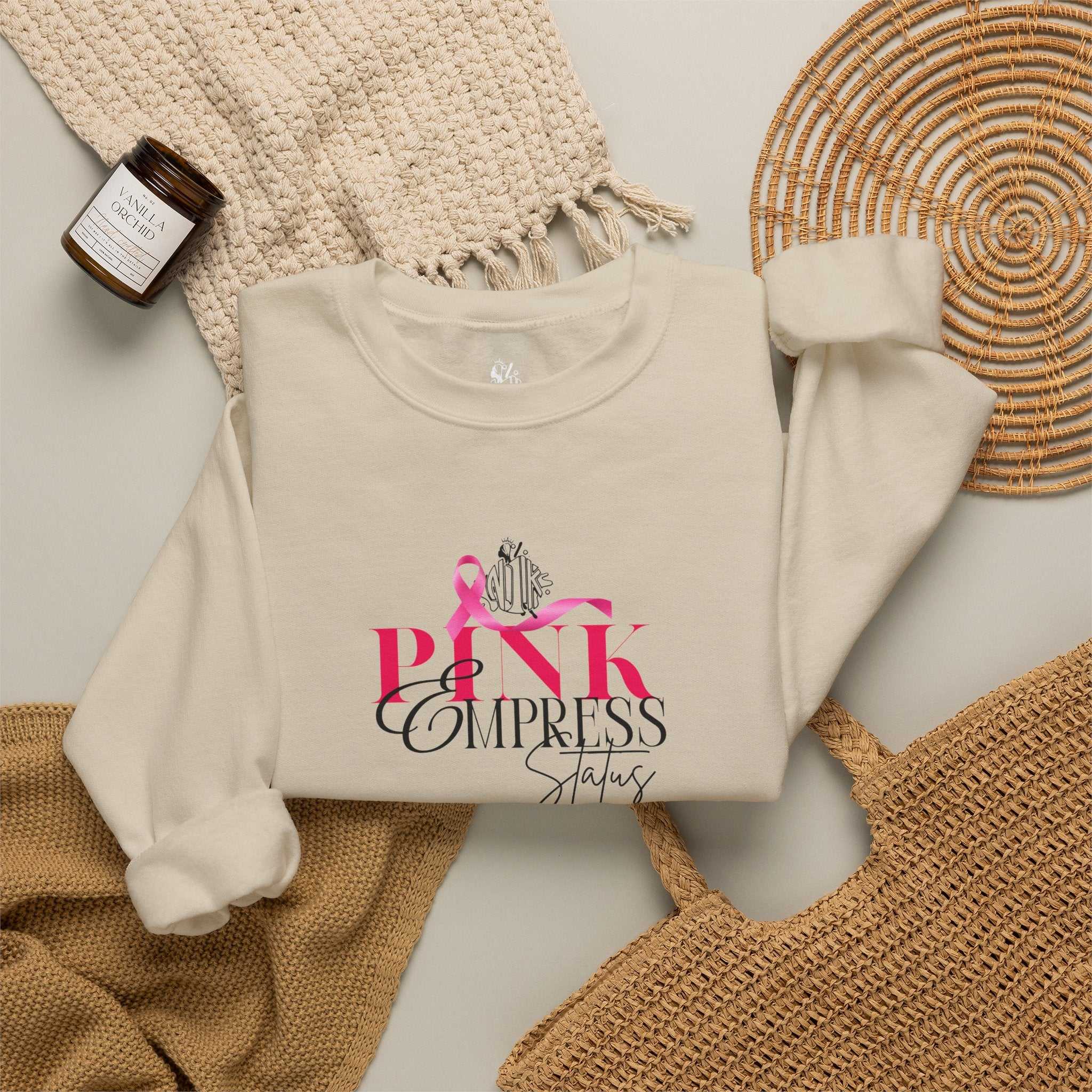 N1K Breast Cancer Awareness Crewneck Sweatshirt - Pink Ribbon "PINK" Design