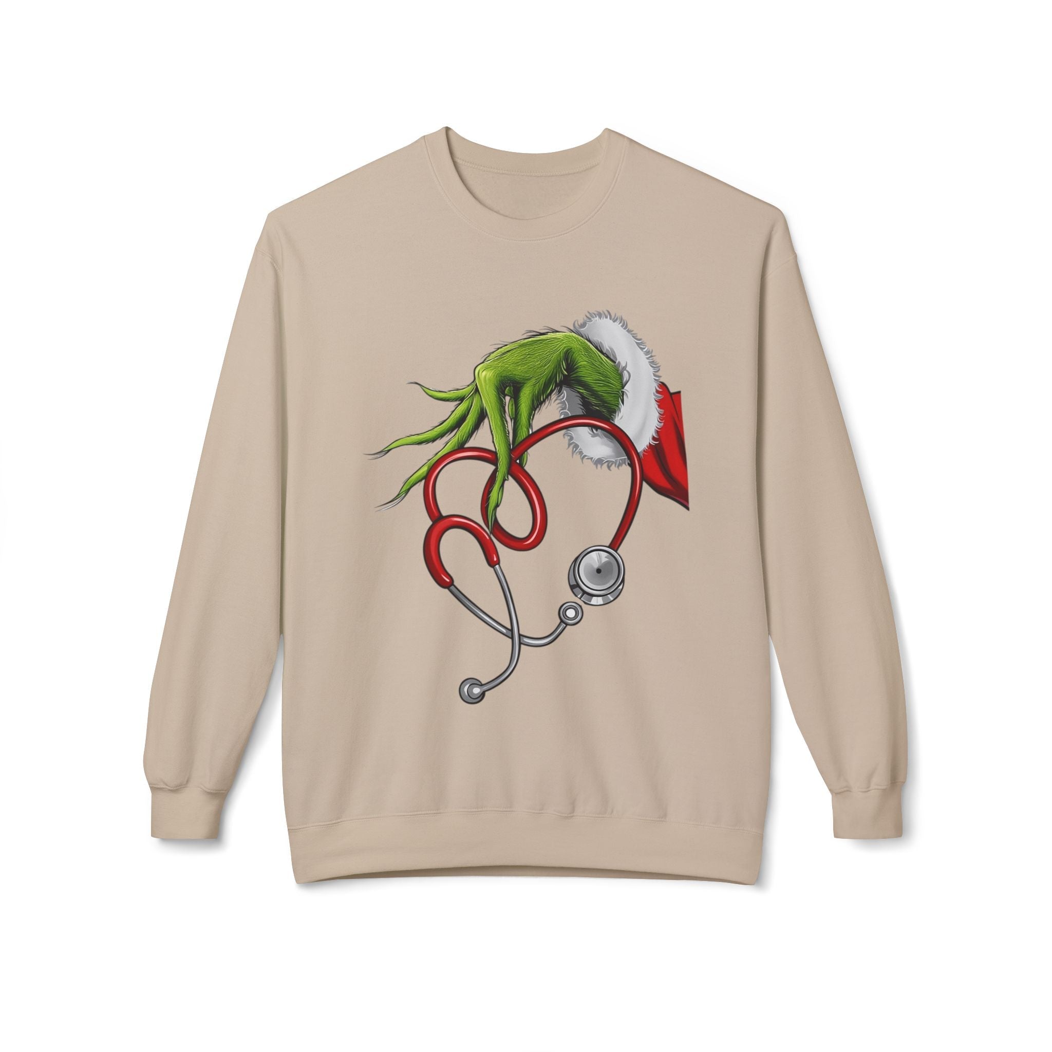 Nurse Christmas Crewneck Sweatshirt — Stethoscope Heart Holiday SweatsSweatshirtGrinch Nurse Holiday Sweatshirt