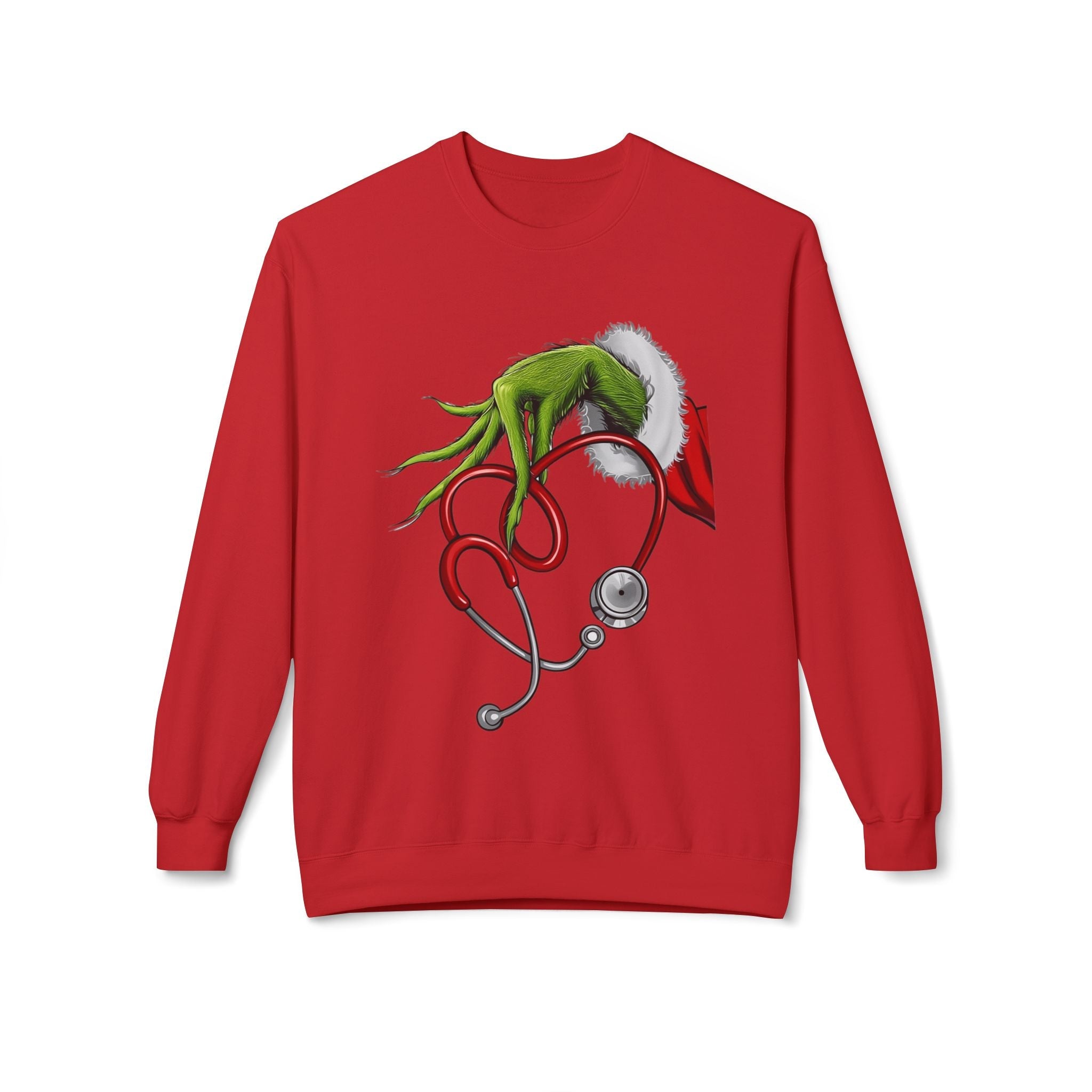 Nurse Christmas Crewneck Sweatshirt — Stethoscope Heart Holiday SweatsSweatshirtGrinch Nurse Holiday Sweatshirt