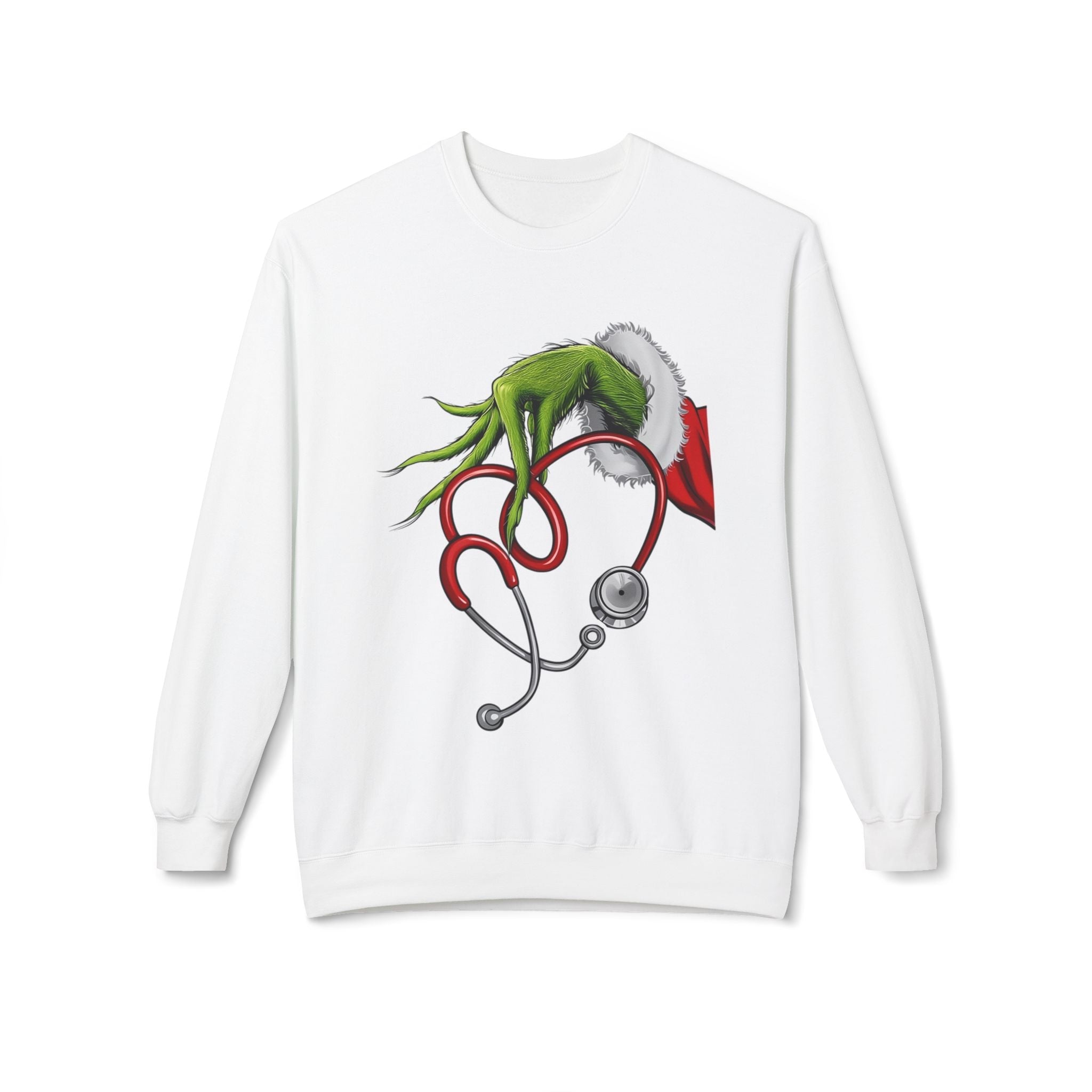 Nurse Christmas Crewneck Sweatshirt — Stethoscope Heart Holiday SweatsSweatshirtGrinch Nurse Holiday Sweatshirt