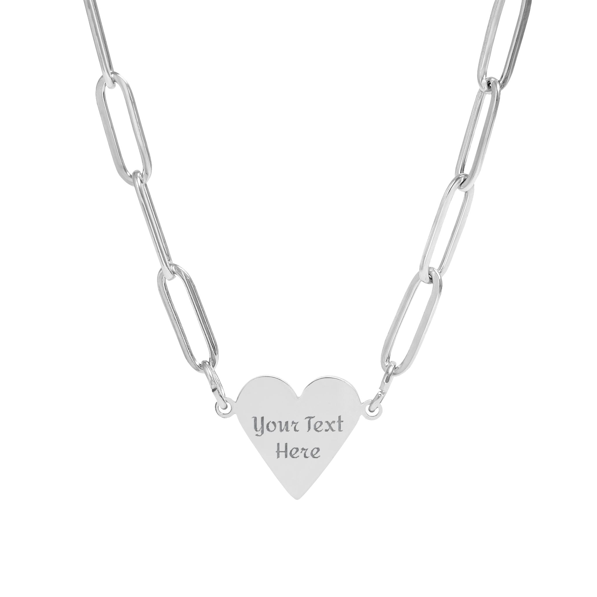 Paperclip Heart Necklace (Engraving)