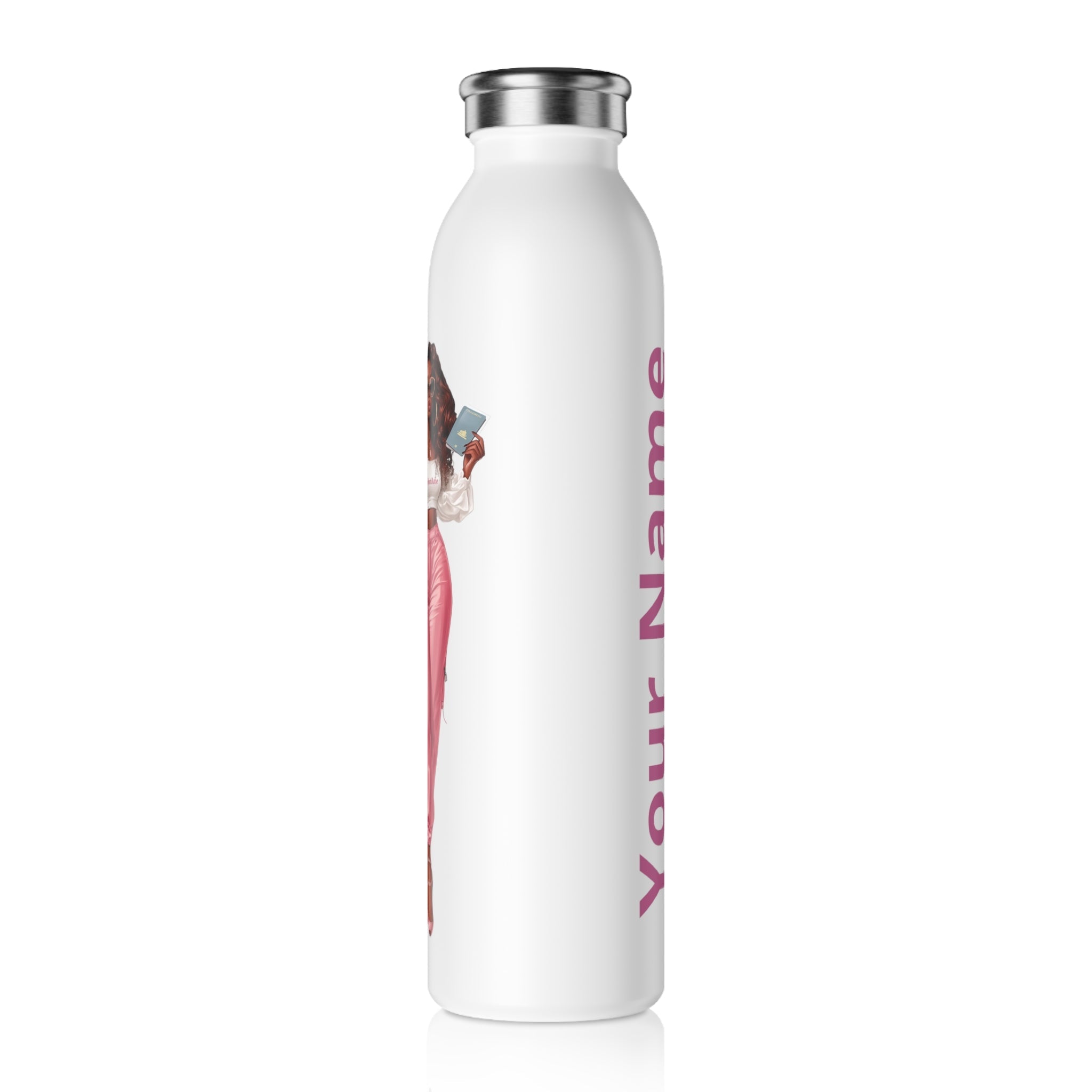 Passport Babe Customzable Glitter Skinny Tumbler with Straw, 20oz.