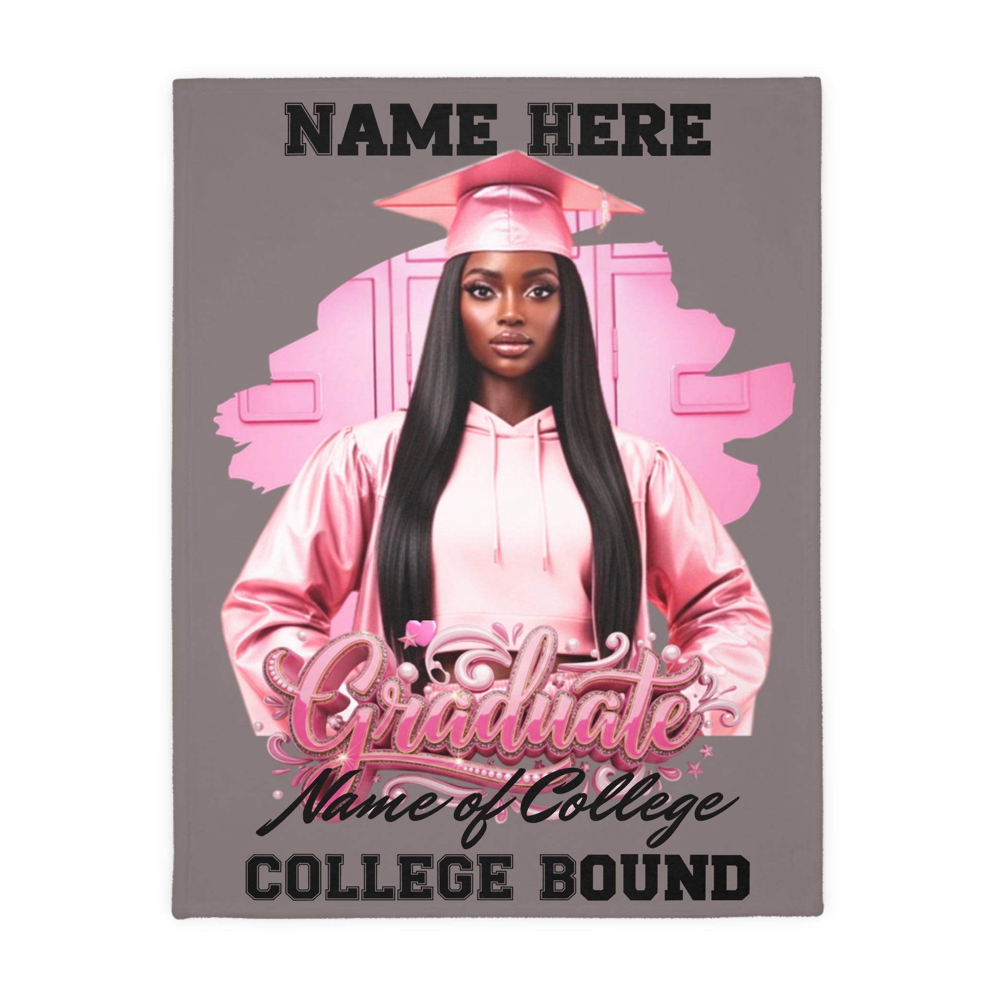 Personalized College Bound Graduate Blanket – Add Image, Name College 'Graduate' Design