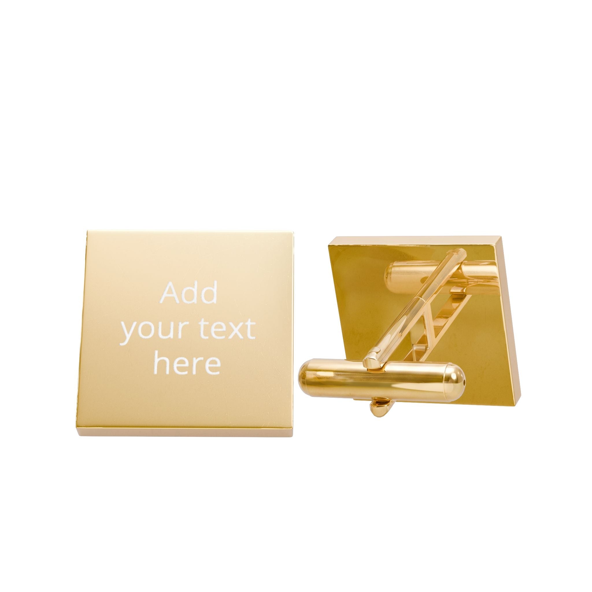 Personalized Gold Square Cufflinks — Custom Engraved Men’s Dress Accessories