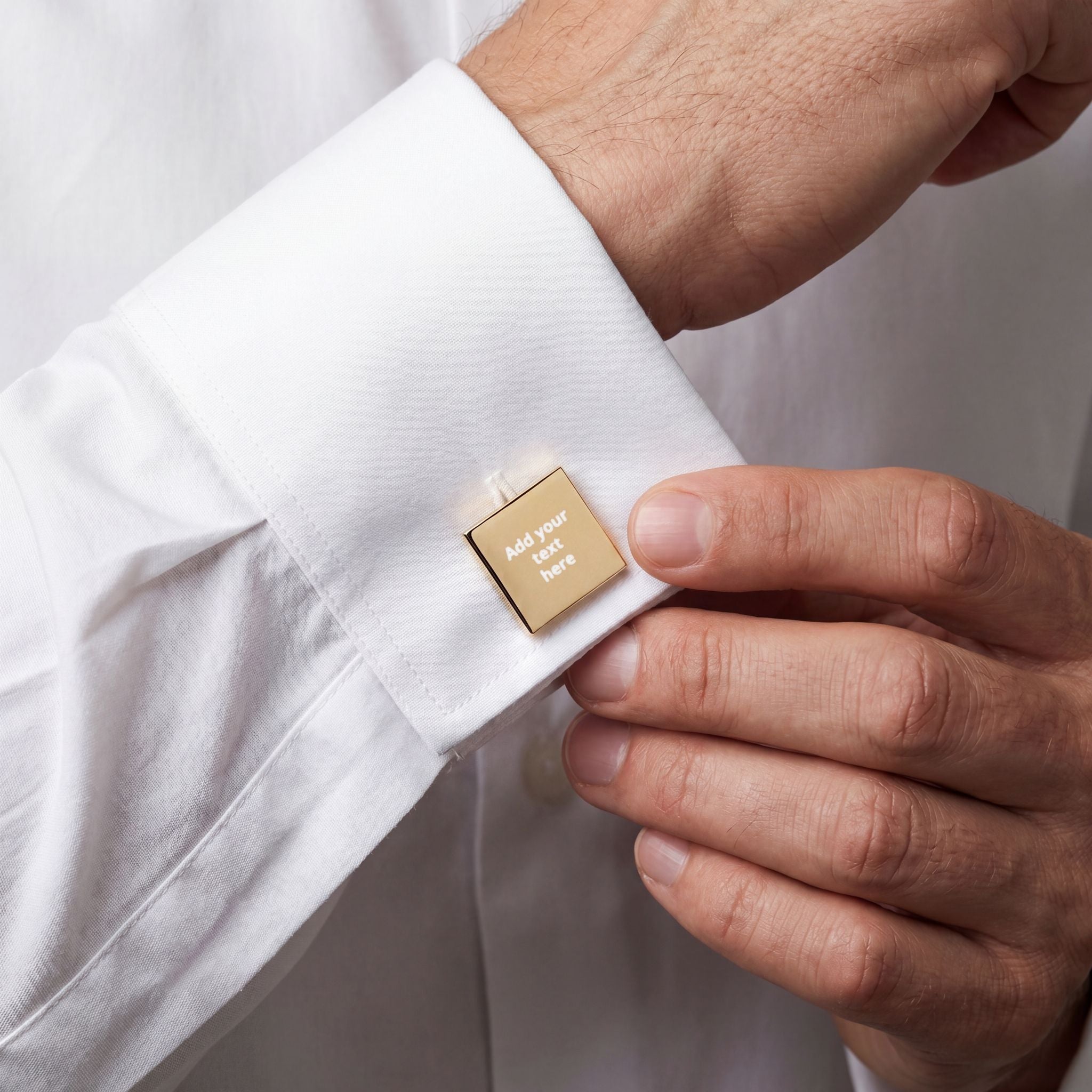 Personalized Gold Square Cufflinks — Custom Engraved Men’s Dress Accessories