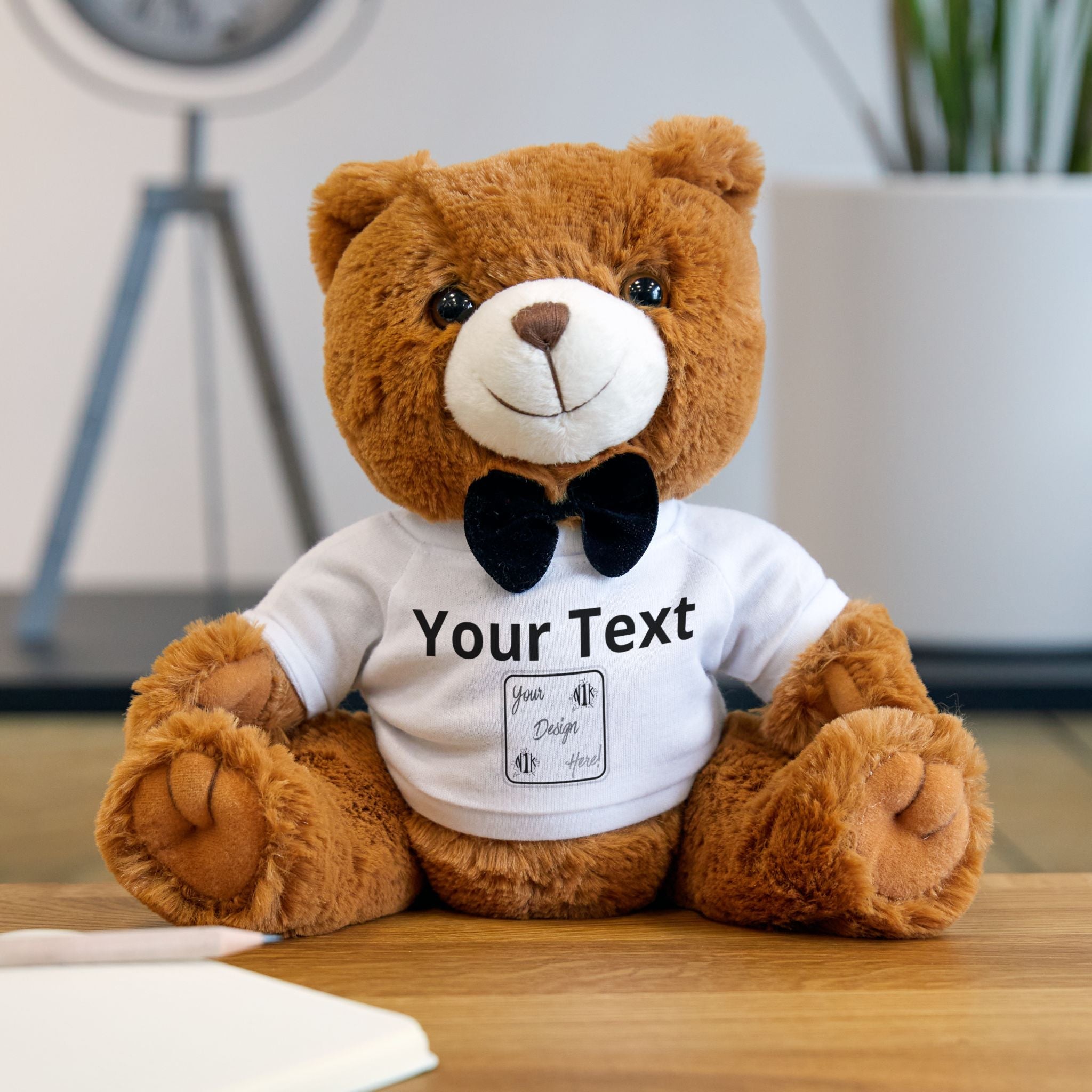 Personalized Photo Teddy Bear — Custom Text T-Shirt Plush Gift
