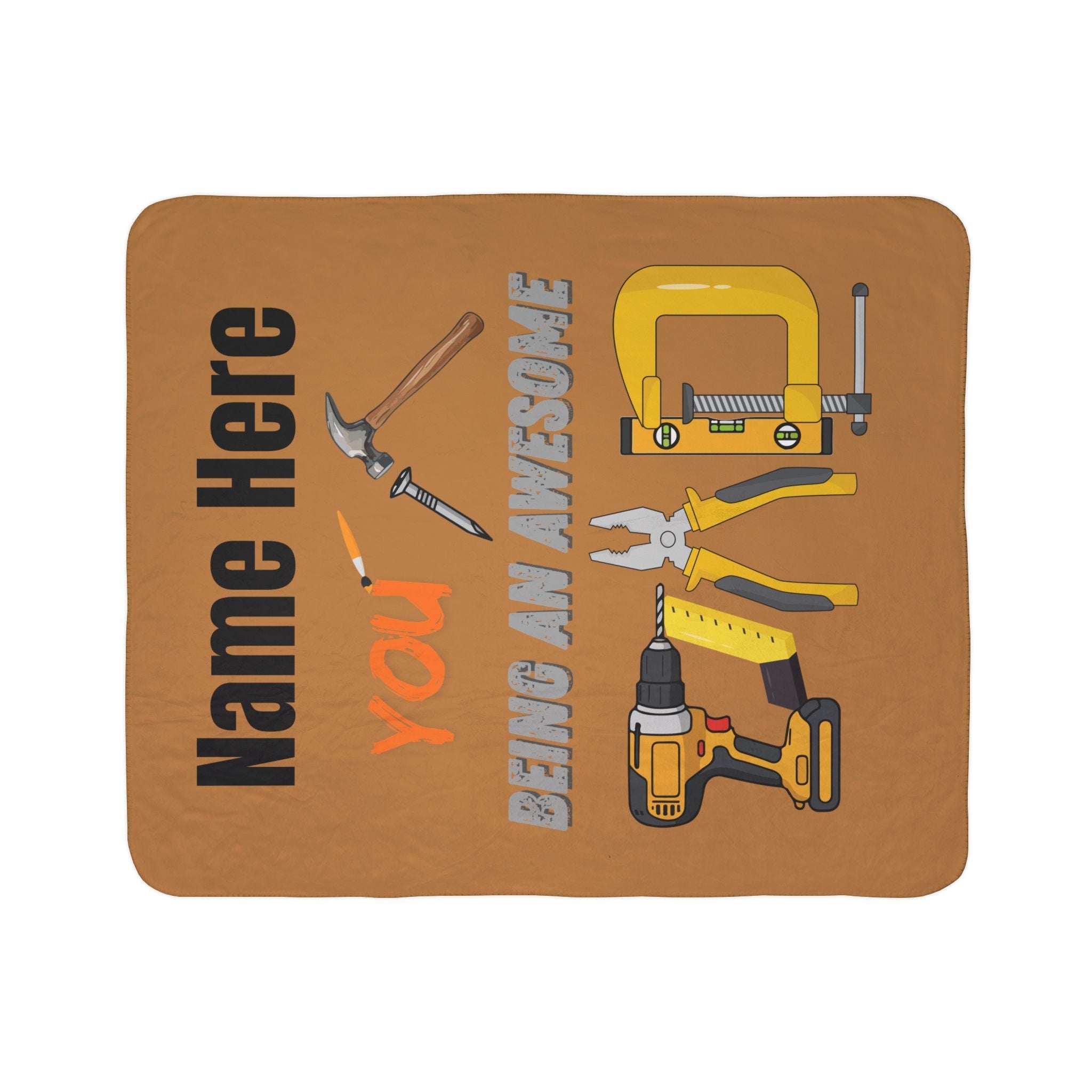 Personalized Tool Lover Fleece Sherpa Blanket — "Name Here You Nailed Being An Awesome Tool Design
