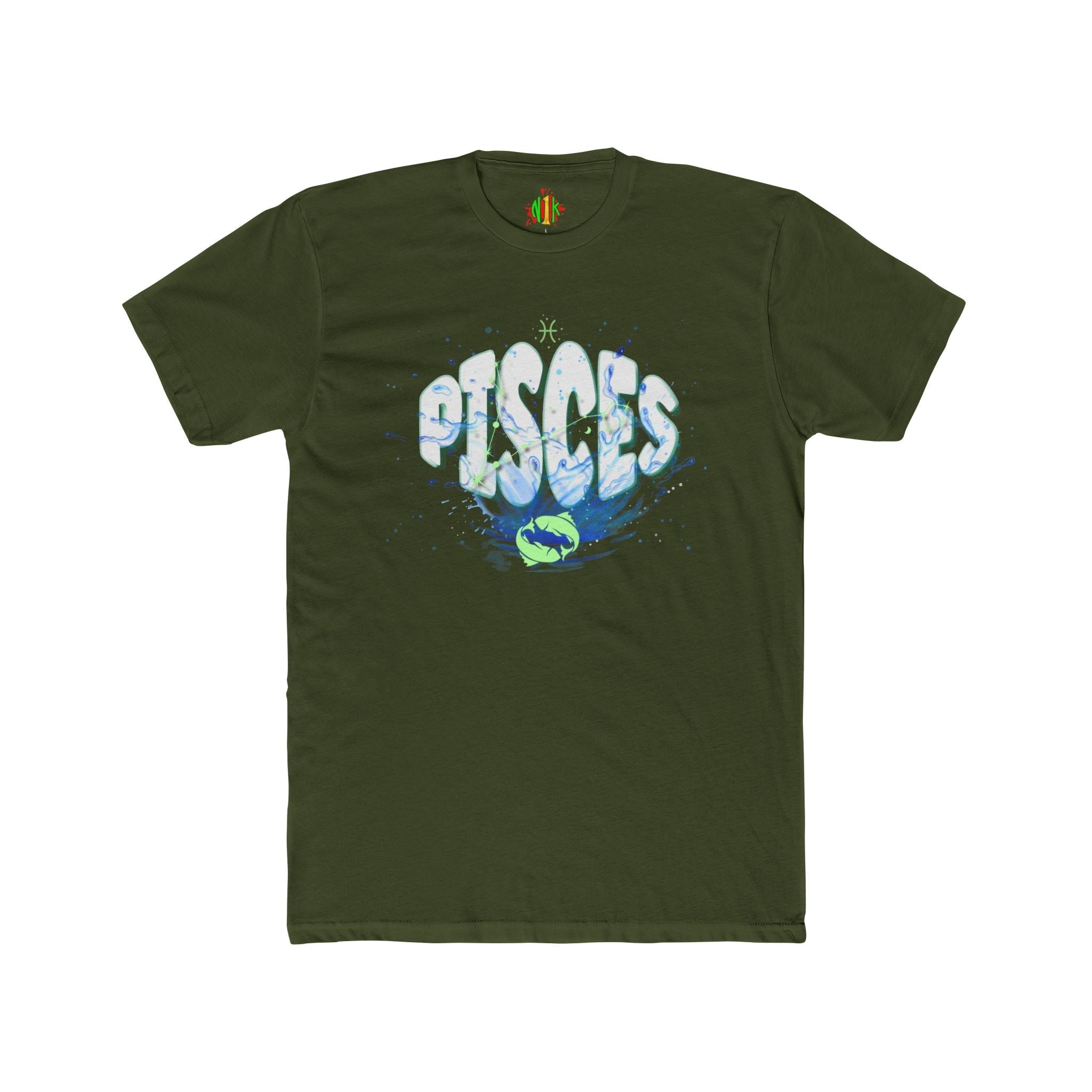 Unisex Pisces Water Zodiac tee with soft cotton and watercolor-style Pisces sign graphic