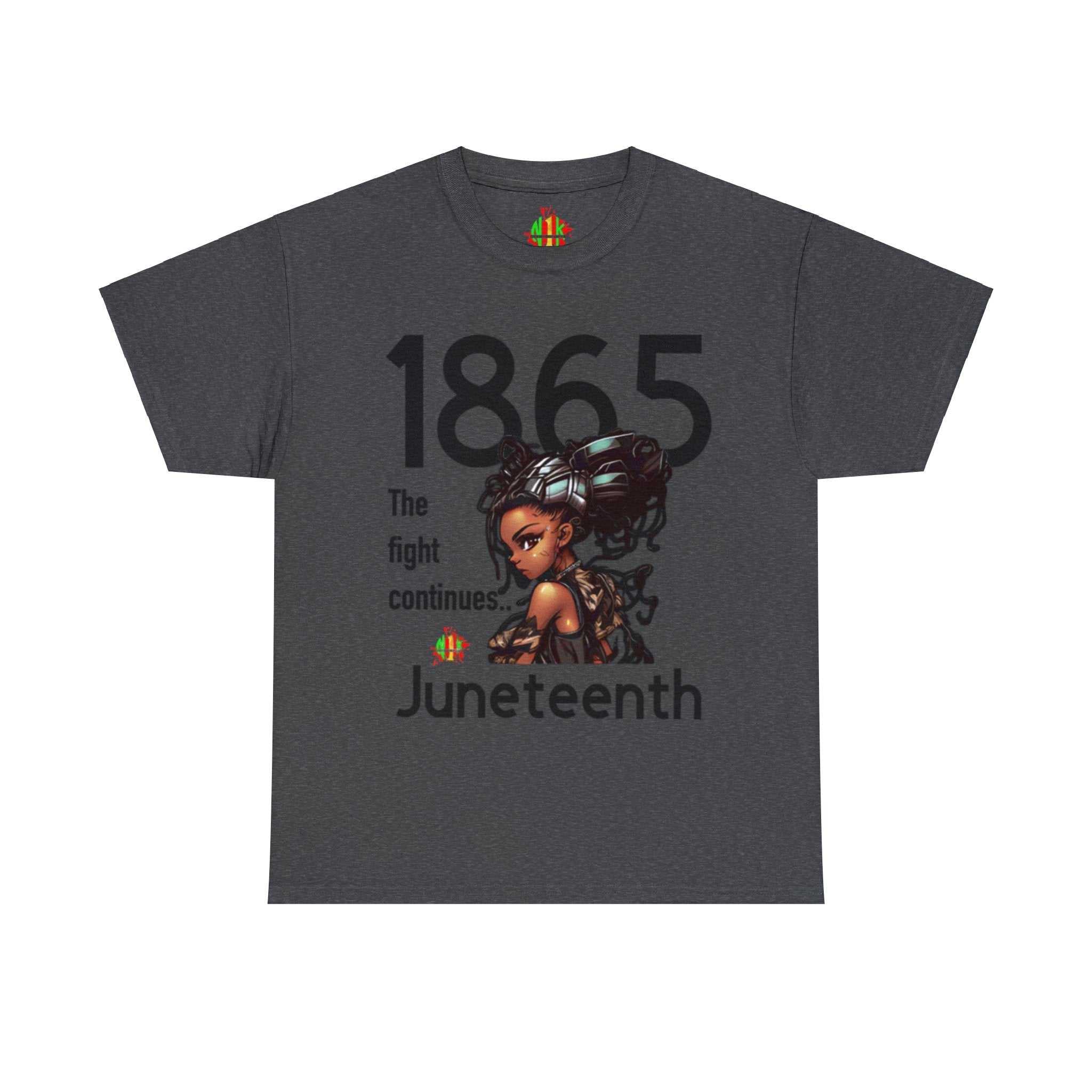 The Fight Continues Tee unisex heavy cotton shirt with size chart and classic fit design