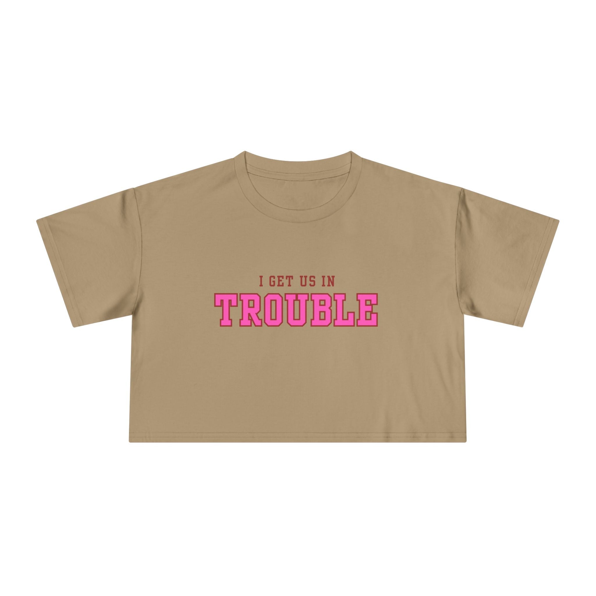 Trouble Maker Women's Crop Tee, Funny Quote Shirt, Casual Summer Top, Gift for Her, Trendy Graphic Tee