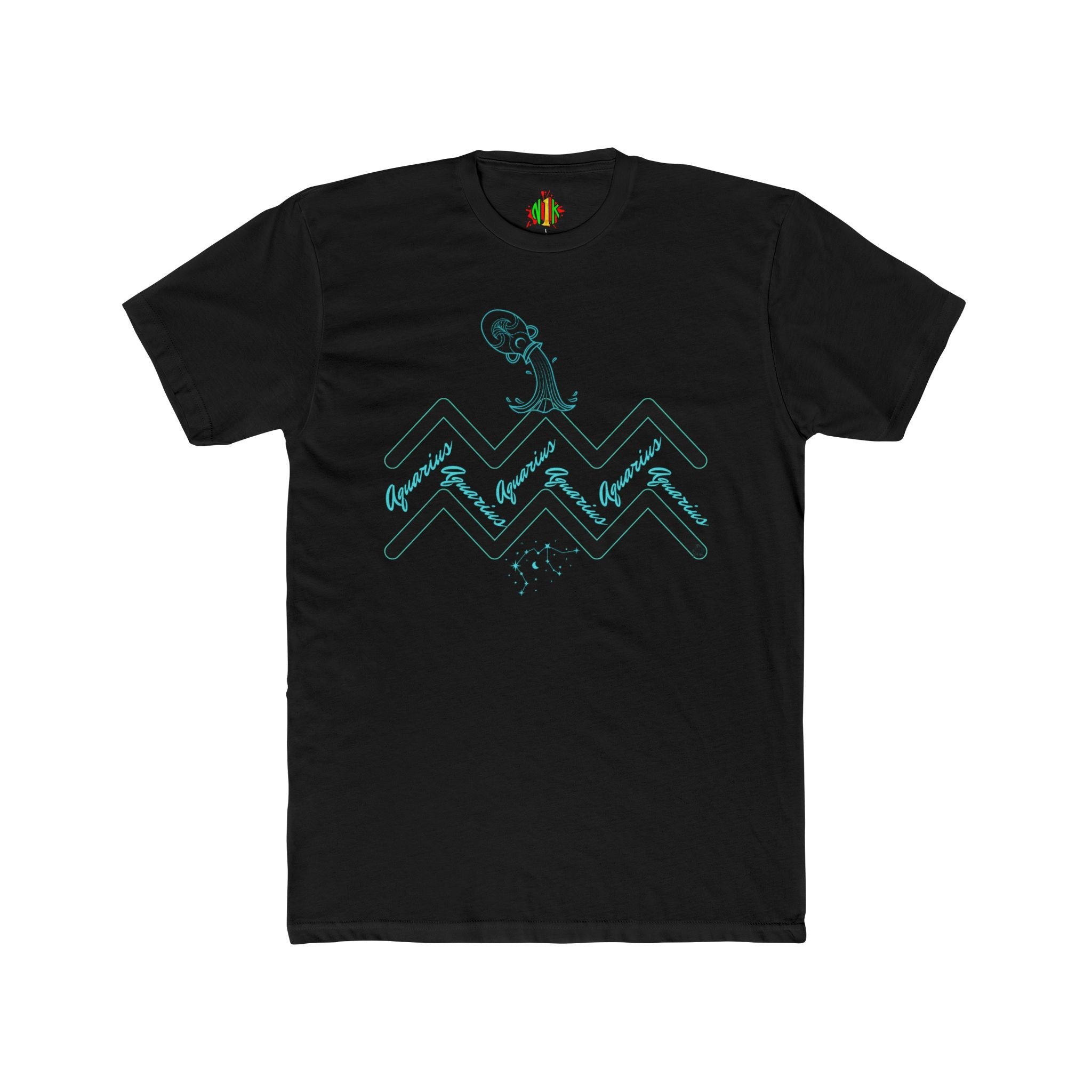 Watering Aquarius Zodiac Tee — Minimalist Wave Graphic "Aquarius" Shirt