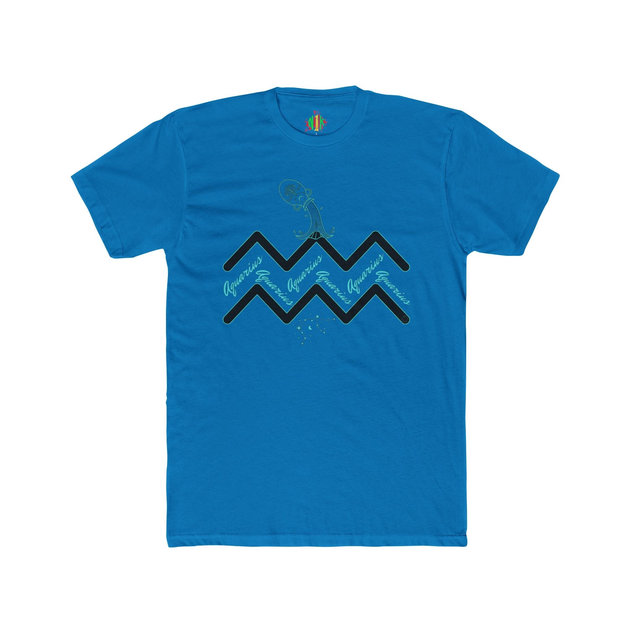 Watering Aquarius Zodiac Tee — Minimalist Wave Graphic "Aquarius" Shirt