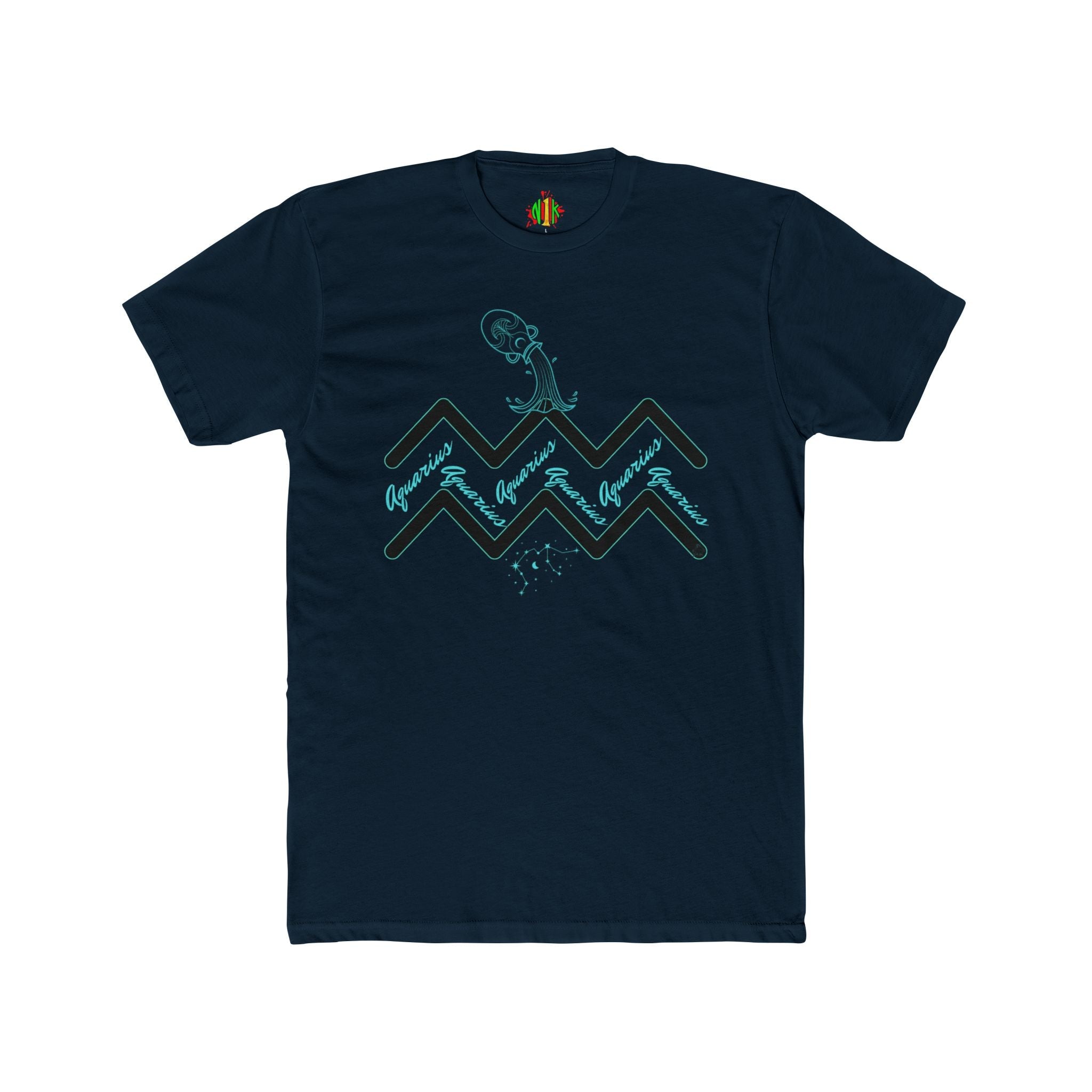 Watering Aquarius Zodiac Tee — Minimalist Wave Graphic "Aquarius" Shirt